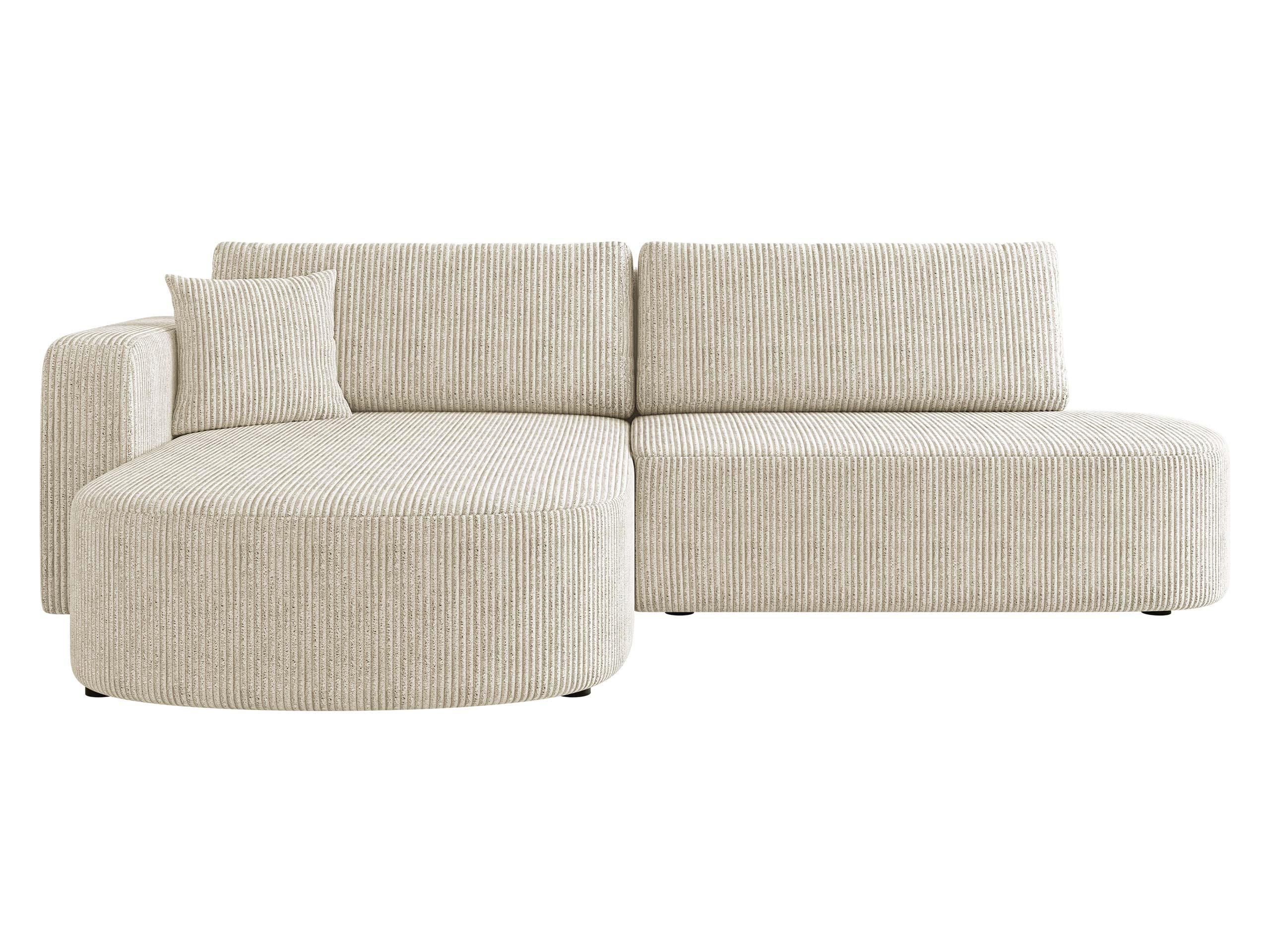 ECKSOFA Zerte Cord, Seite: Links - Creme/Schwarz, Holz/Kunststoff (252/175cm) - MIRJAN24