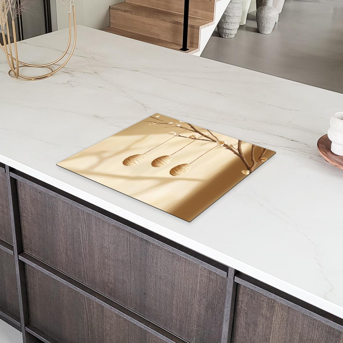 HERDABDECKPLATTE Beige - Osterkuchen - Eier Abdeckung Ceranfeld 58.3x51.3 cm - Beige, Kunststoff (58.3/51.3/0.2cm) - MuchoWow