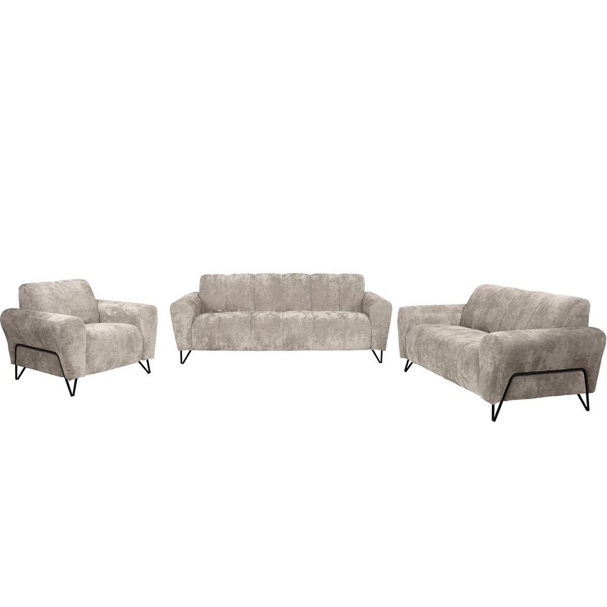 3-SITZER SOFA Volare mit Metallbeinen beige - Beige/Schwarz, Textil/Metall (220/83/98cm) - Beautysofa