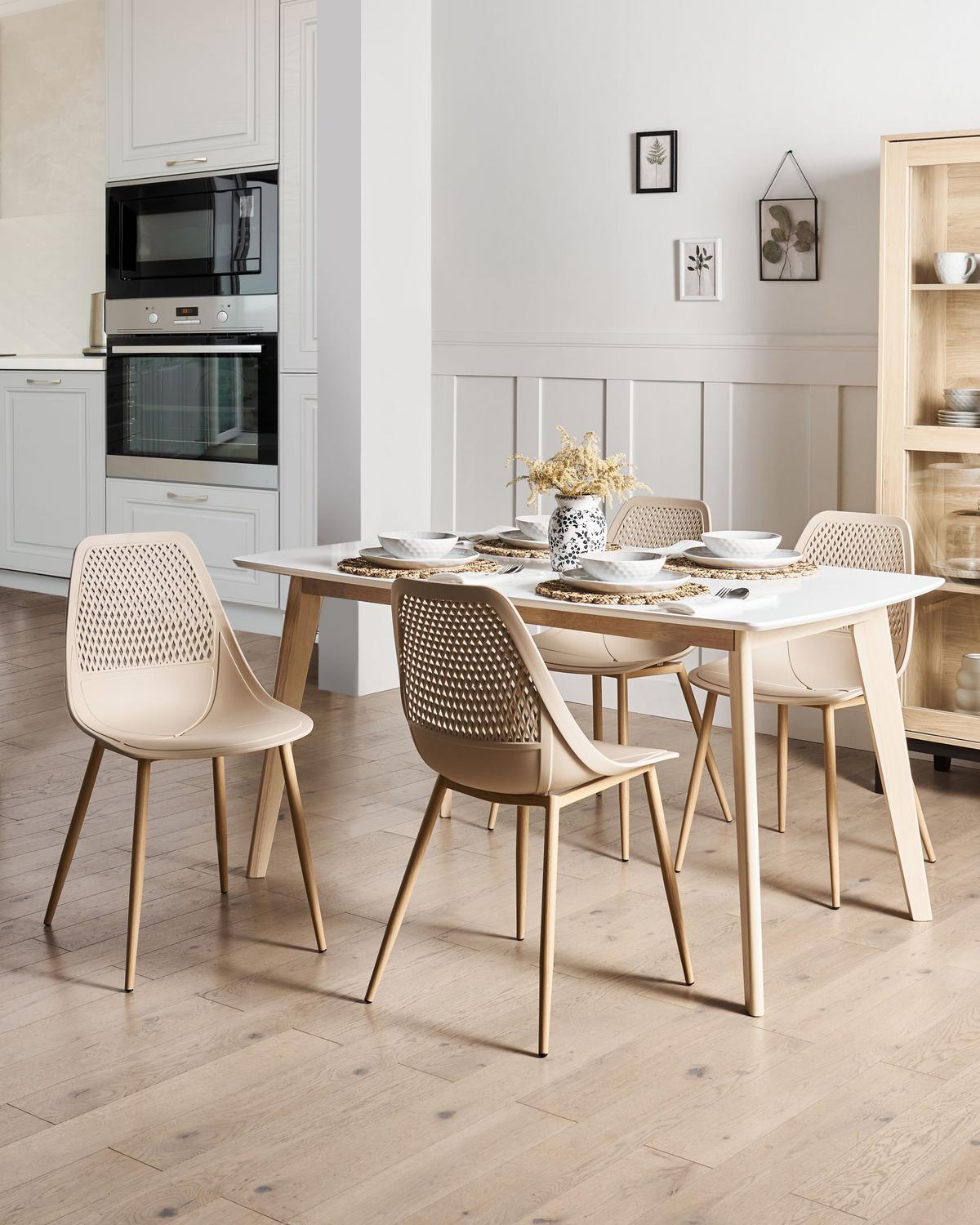 ESSZIMMERSTUHL 4er-Set Beige Hazelton - Beige/Braun, Kunststoff (46/84/54cm) - Beliani