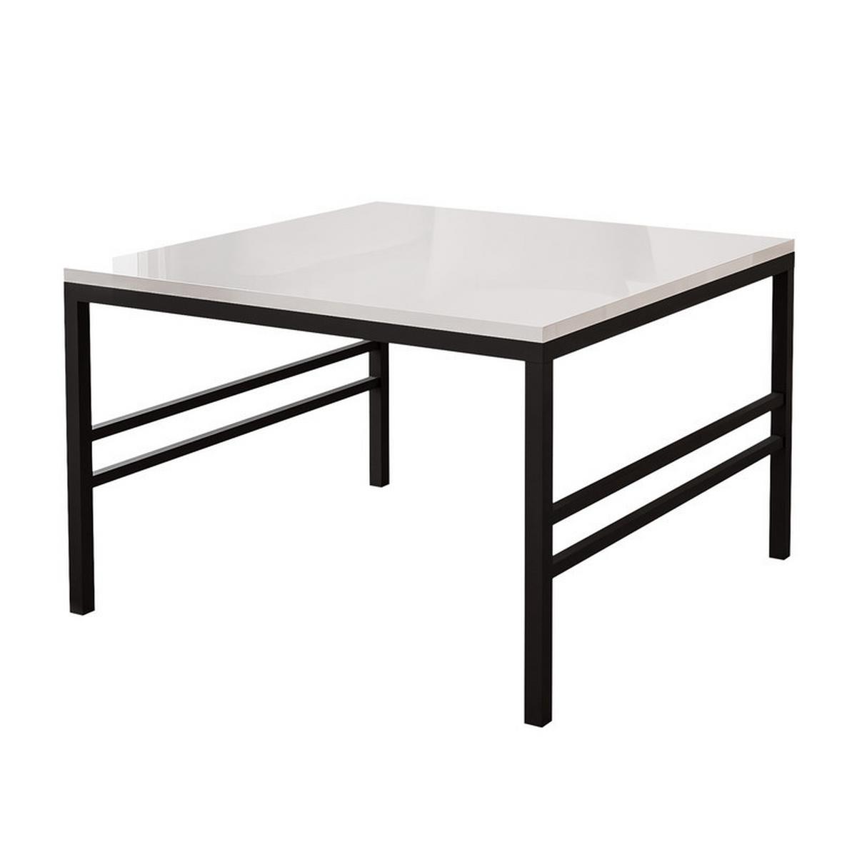 COUCHTISCH FORMA 60/60 cm Quadrat, Schwarz / Weiß Hochglanz - Weiß Hochglanz/Schwarz, Metall (60/60/40cm) - Idohome