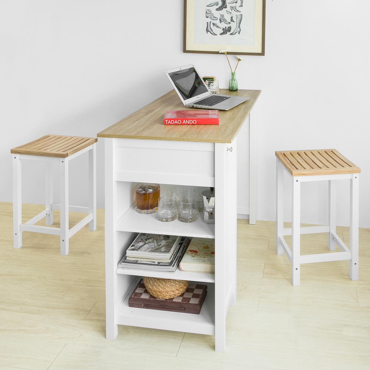 BARTISCH Weiß-Natur - Weiß, Holzwerkstoff (55/120/90cm) - SoBuy