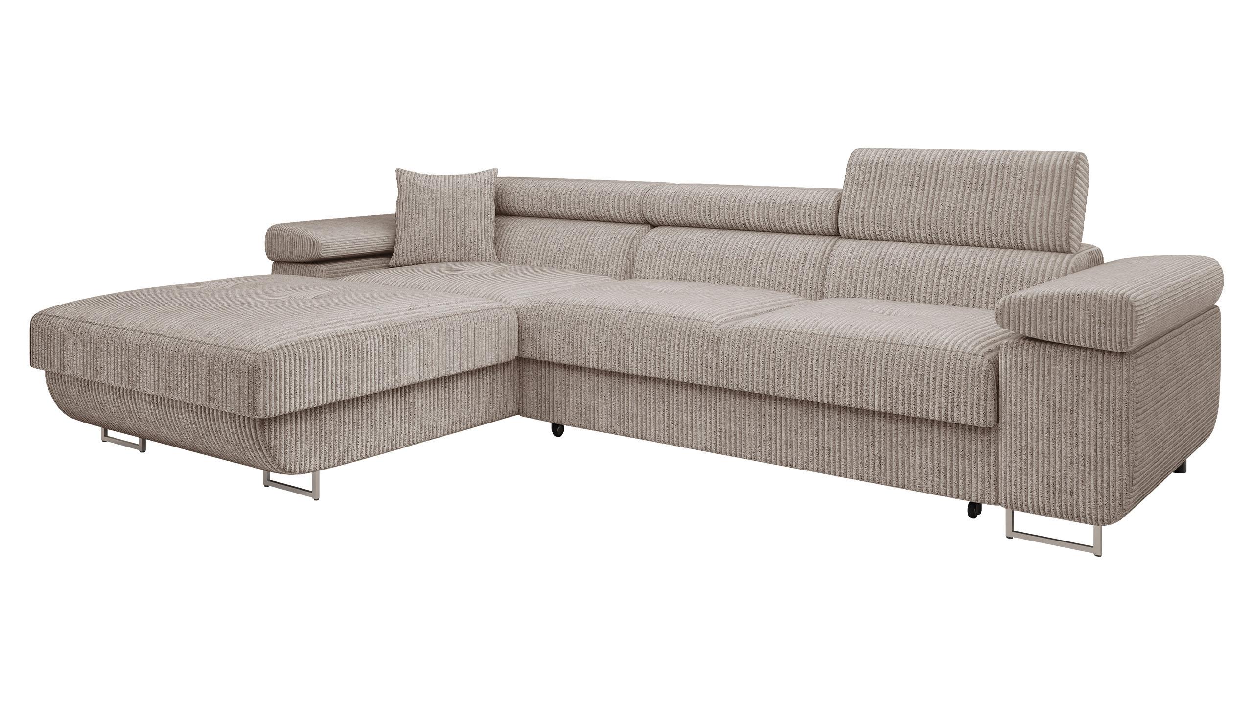 ECKSOFA Torezio Mini Cord, Seite: Links - Sahara, Holz/Textil (280/170cm) - MIRJAN24