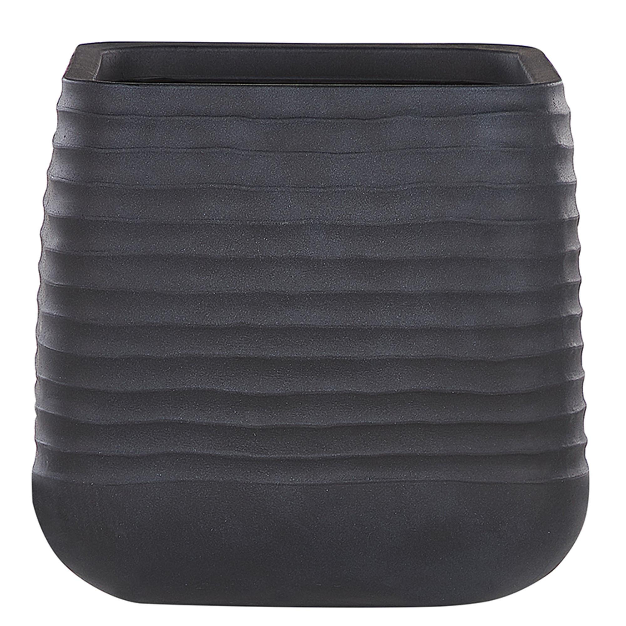 BLUMENTOPF schwarz quadratisch 50/50/49 cm Parikia - Schwarz, Naturmaterialien (49cm) - Beliani