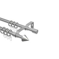 GARDINENSTANGE / TELESKOPSTANGE Hera Cone 160-300 cm, 2-läufig, 16/13 mm Ø Silbergrau - Silberfarben/Alufarben, Kunststoff/Metall (300cm) - INTERDECO