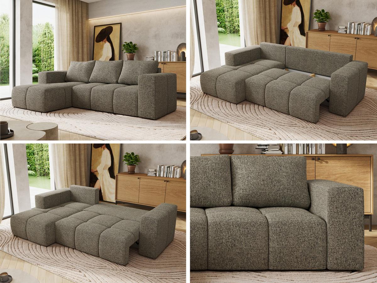ECKSOFA MONIVA Grau Strukture - Links - Schwarz/Grau, Kunststoff/Textil (164/266cm) - MKS