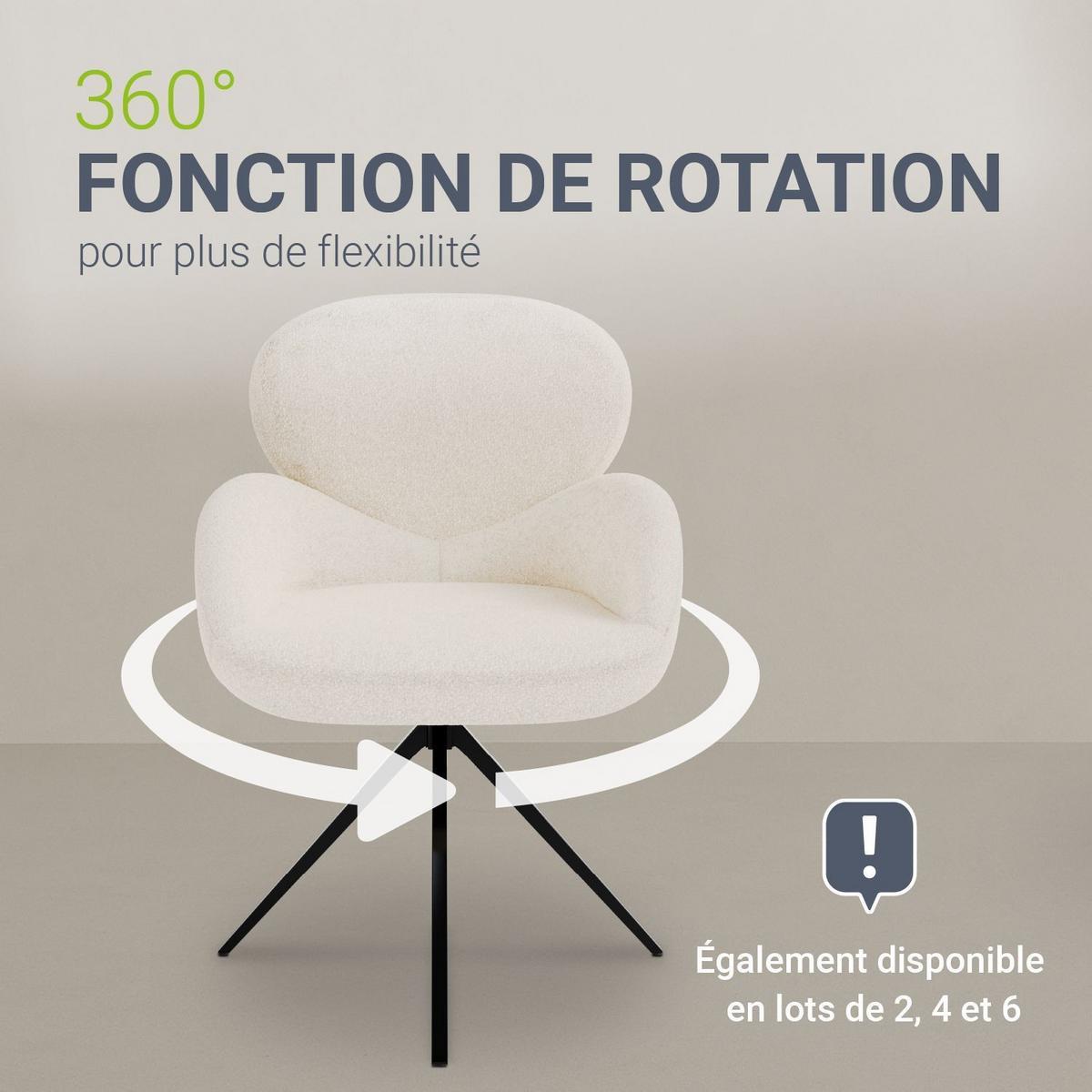 DREHSTUHL Albano Bouclé Creme (2er-Set) - Creme, Textil (59/90/65cm) - Juskys