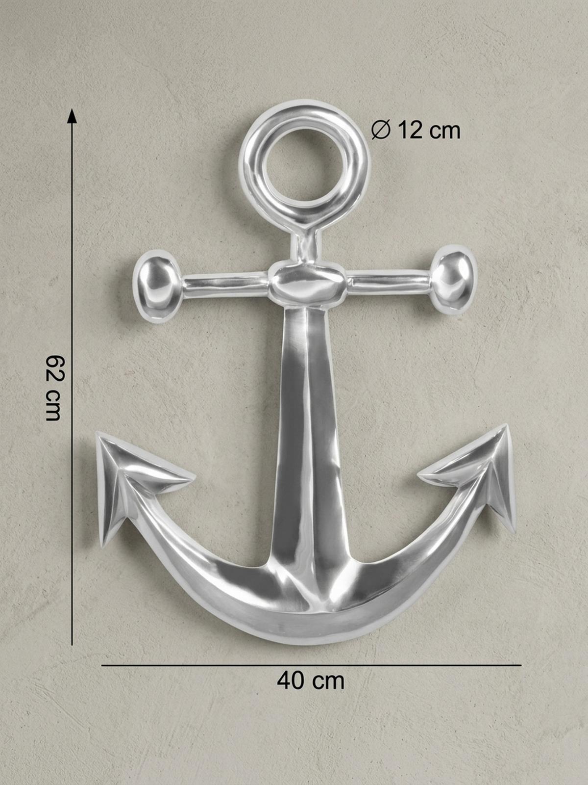 WANDDEKO Anker Aluminium silberfarben poliert 62,5 cm handgefertigt - Silberfarben, Metall (40/63/4cm) - KADIMA DESIGN