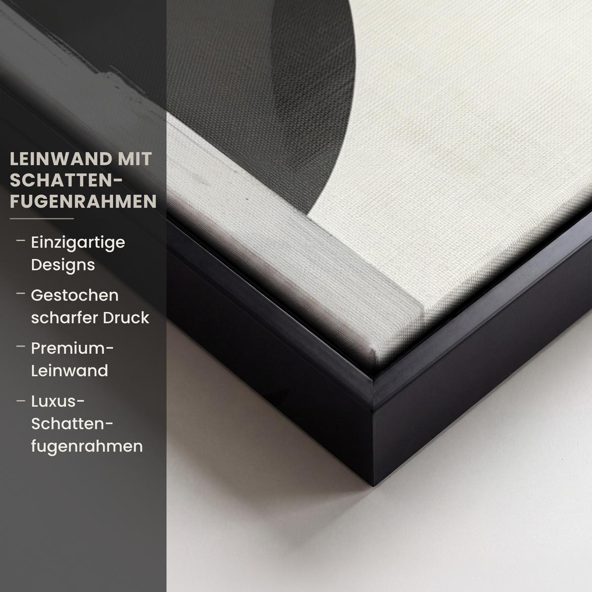 LEINWAND Bilder mit Rahmen - Gold - Rechtecke - Kreise - Abstrakt - 70x50 - Weiß, Textil (70/50cm) - MuchoWow