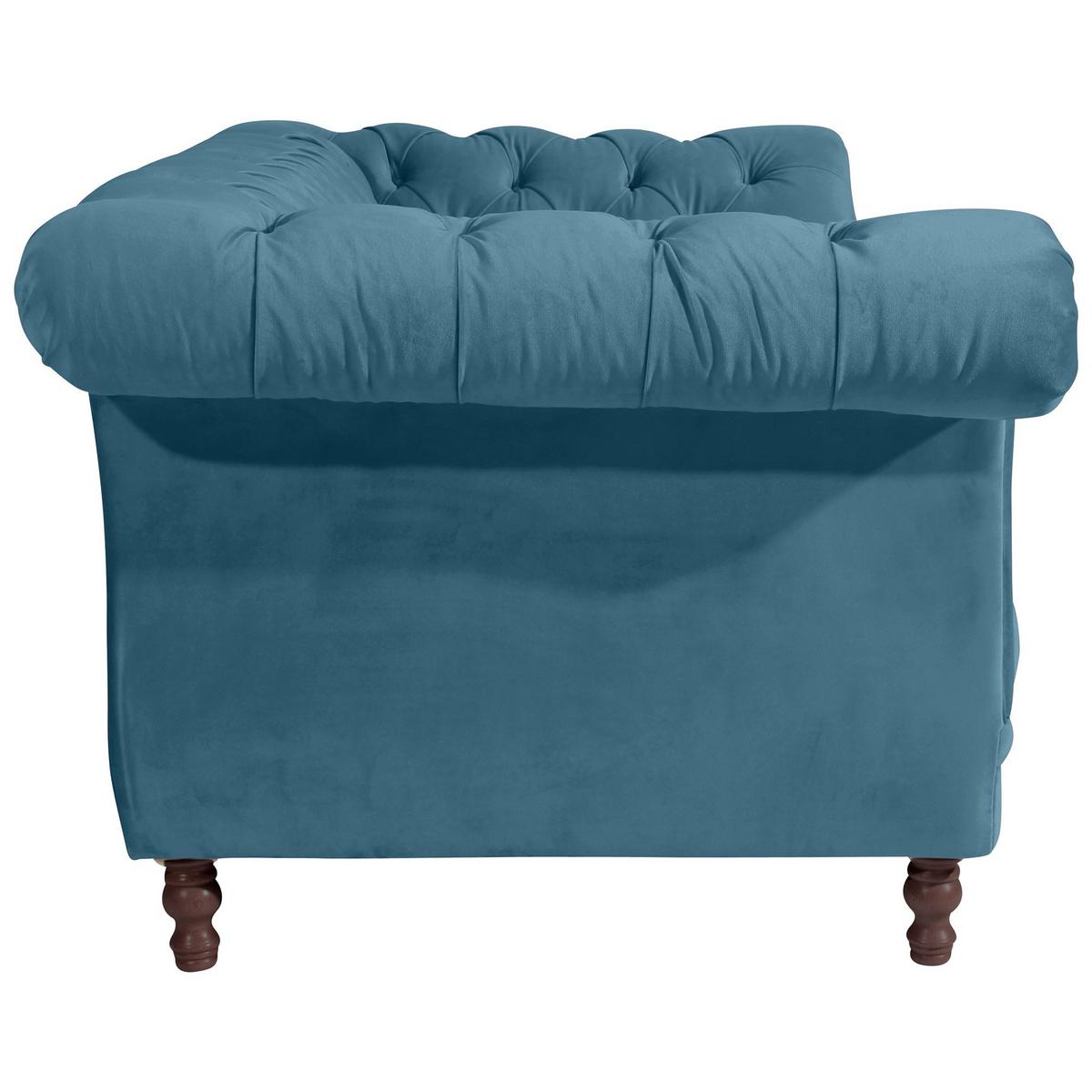 CHESTERFIELD Sofa 2-Sitzer Kaylin Samtvelours petrol - Petrol, Kunststoff (200/80/100cm) - 58aufmkessel