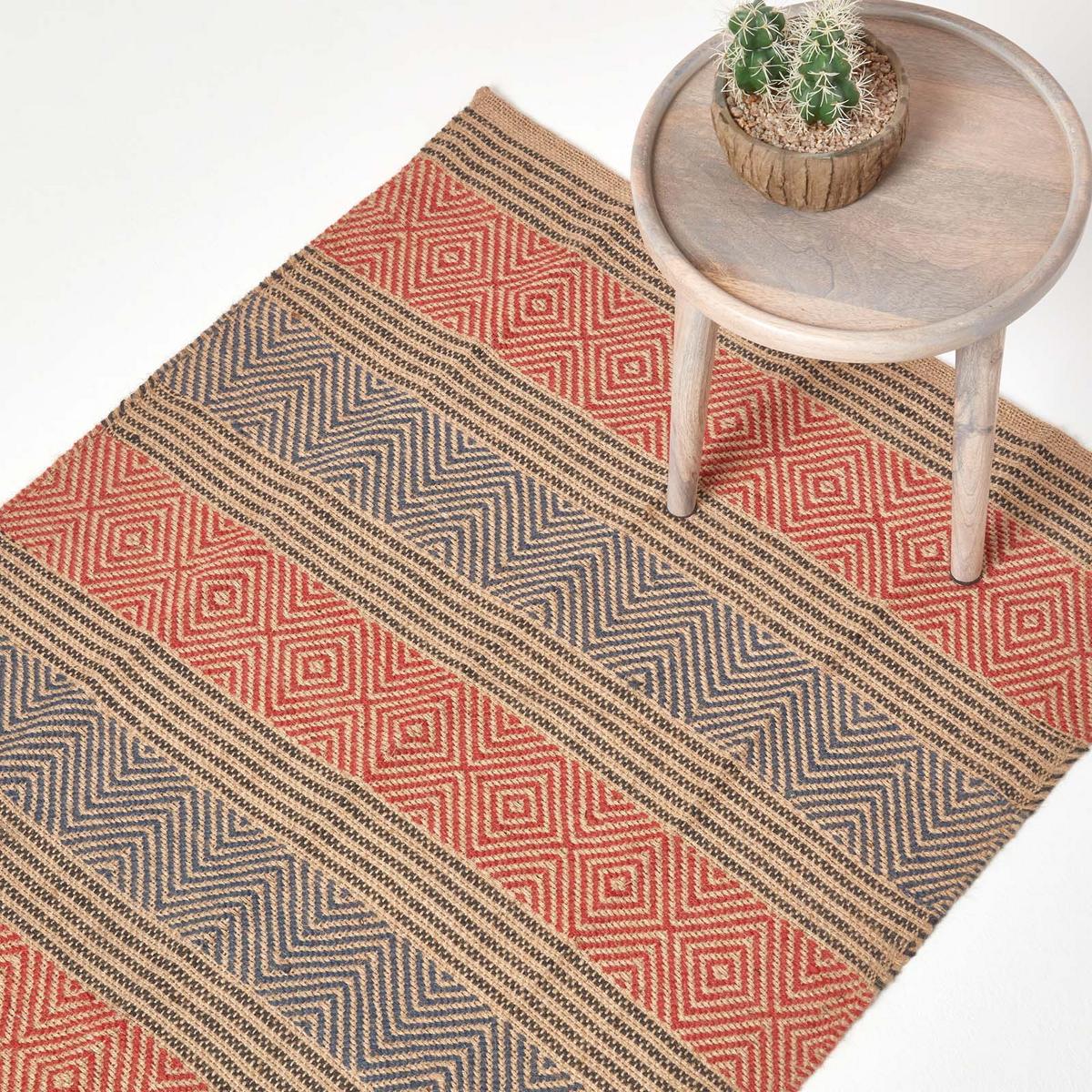 JUTETEPPICH Streifen-Muster 60/100 cm - Multicolor, Naturmaterialen (60/100cm) - Homescapes