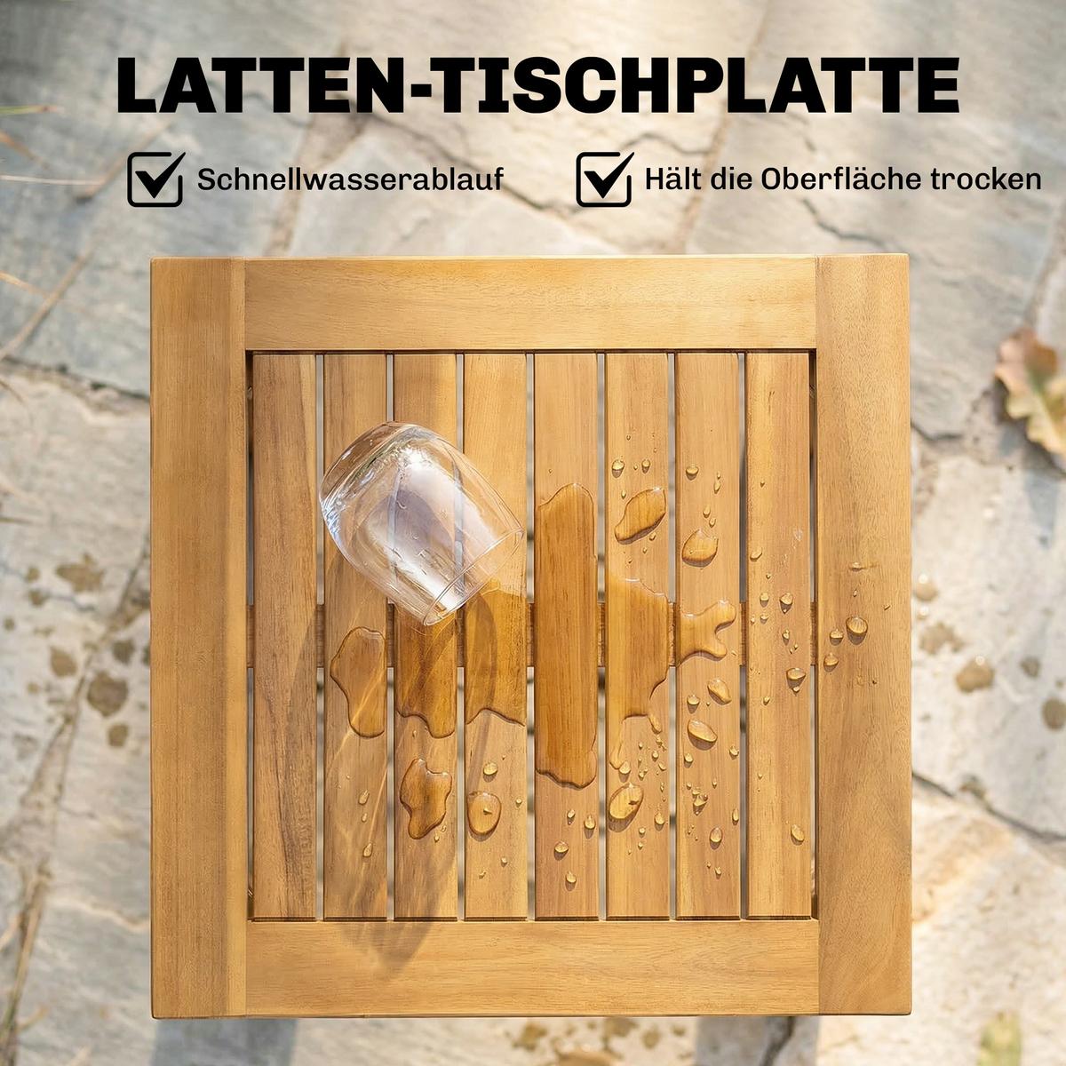 GARTENTISCH Akazienholz Naturholz - Naturfarben, Holz (48/48/46cm) - Outsunny