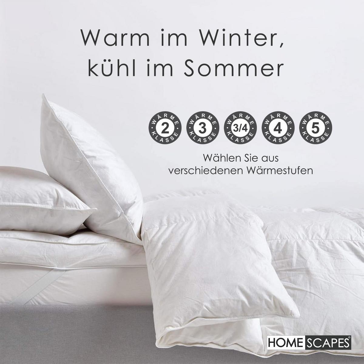 WINTERDECKE 150/200 cm, Enten-Federn & Daunen - Weiß, Textil (150/200cm) - Homescapes