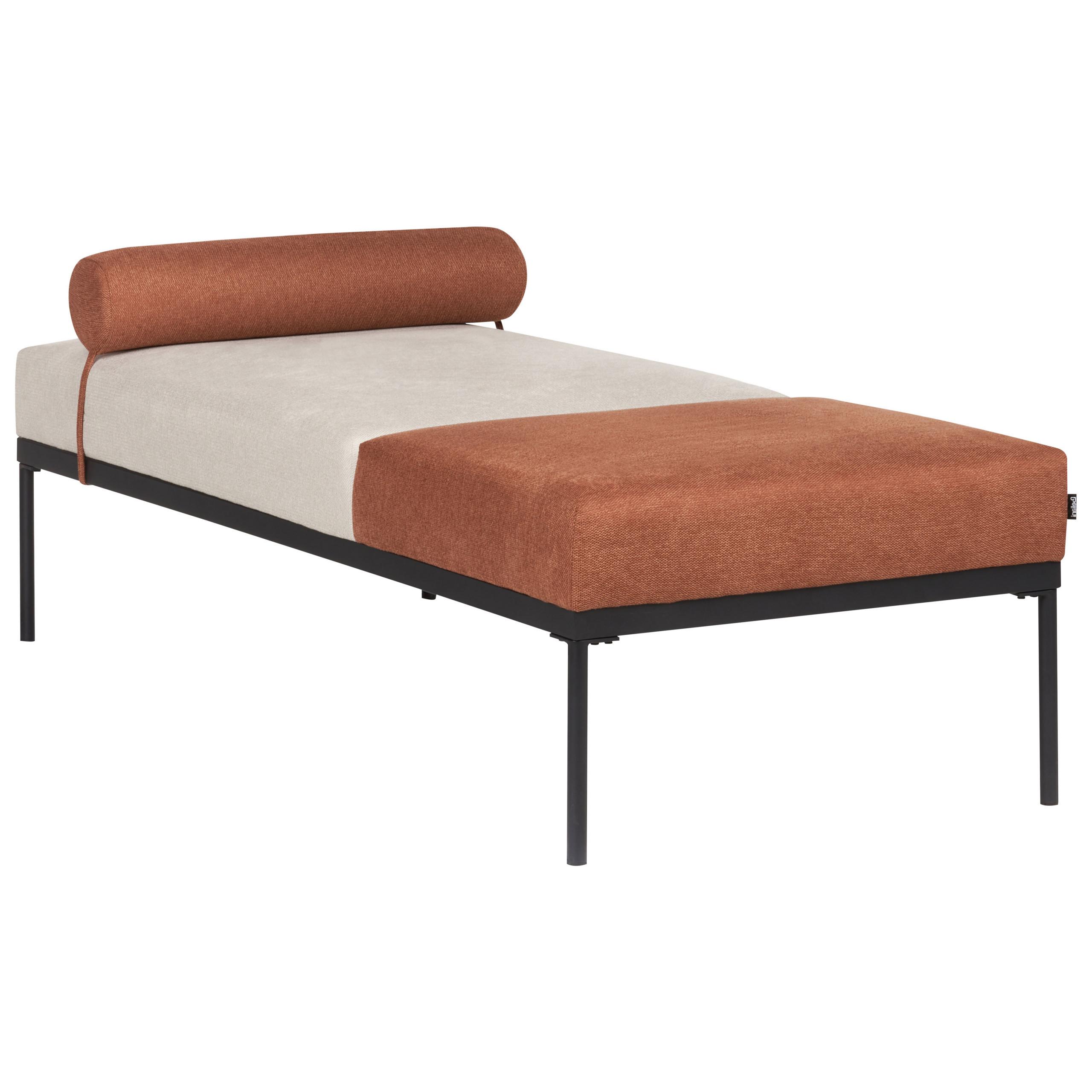 CHAISELONGUE Kunstleinen Goldbraun Malmos - Beige/Goldfarben, Textil (172/47/73cm) - Beliani