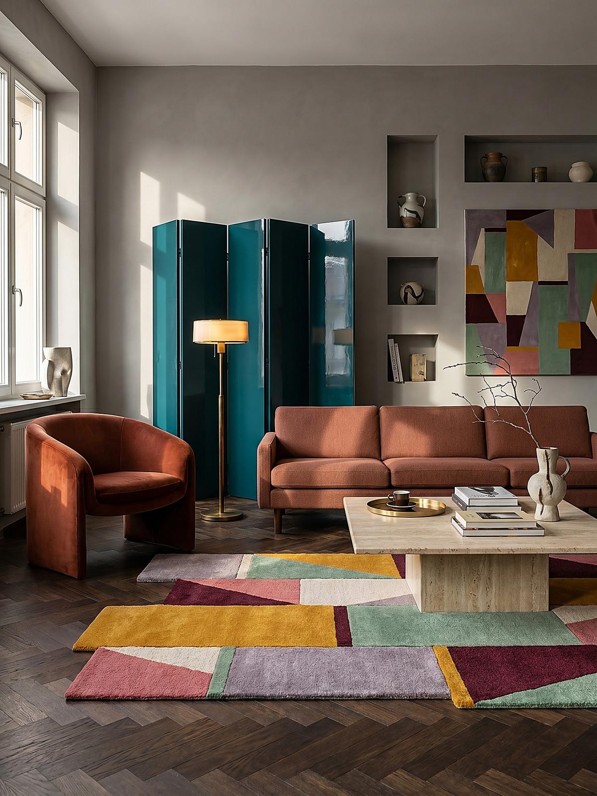 TEPPICH aus Wolle HALLEIN in Pastell, geometrisch, 200 x 290 cm - Multicolor, Textil (200/290cm) - KADIMA DESIGN
