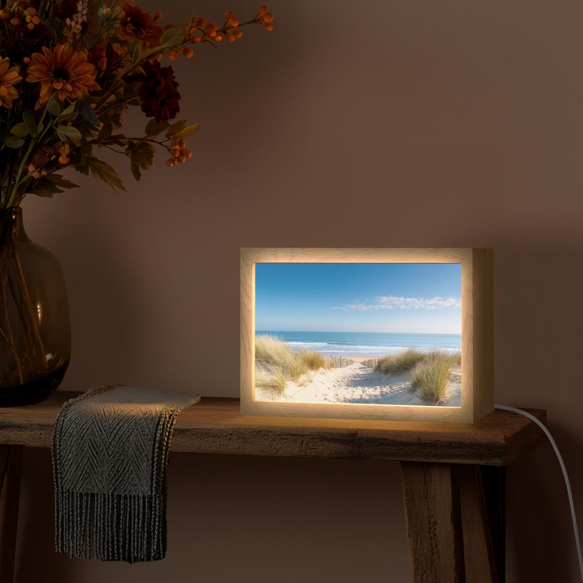 WANDLEUCHTE Strand - Meer - Düne - Sand - Sommer 30x20 cm - Sandfarben, Holzwerkstoff (30/20/8cm) - OnlyWow