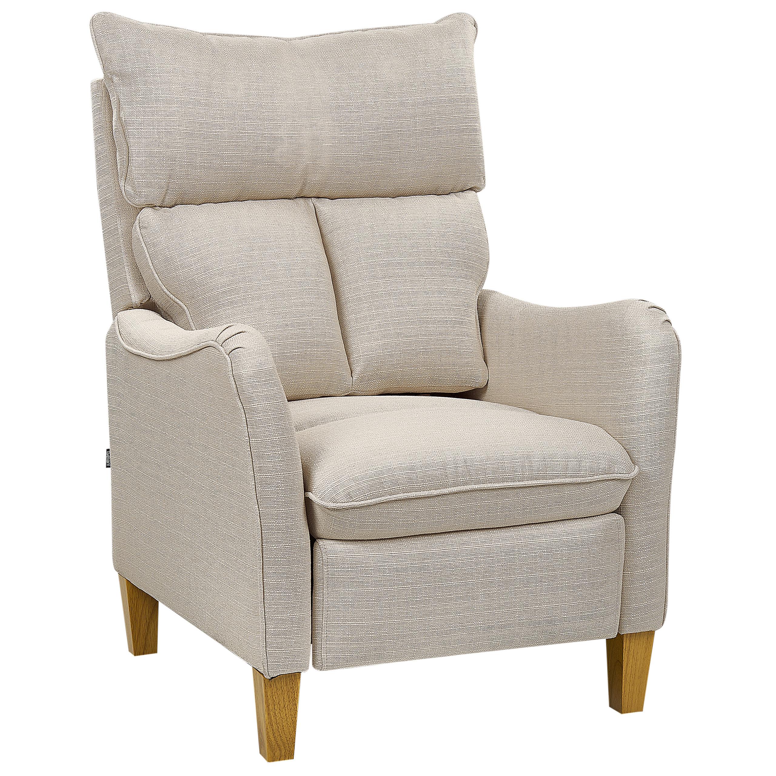 SESSEL hellbeige manuell verstellbar Royston - Hellbraun/Beige, Textil (68/108/73cm) - Beliani