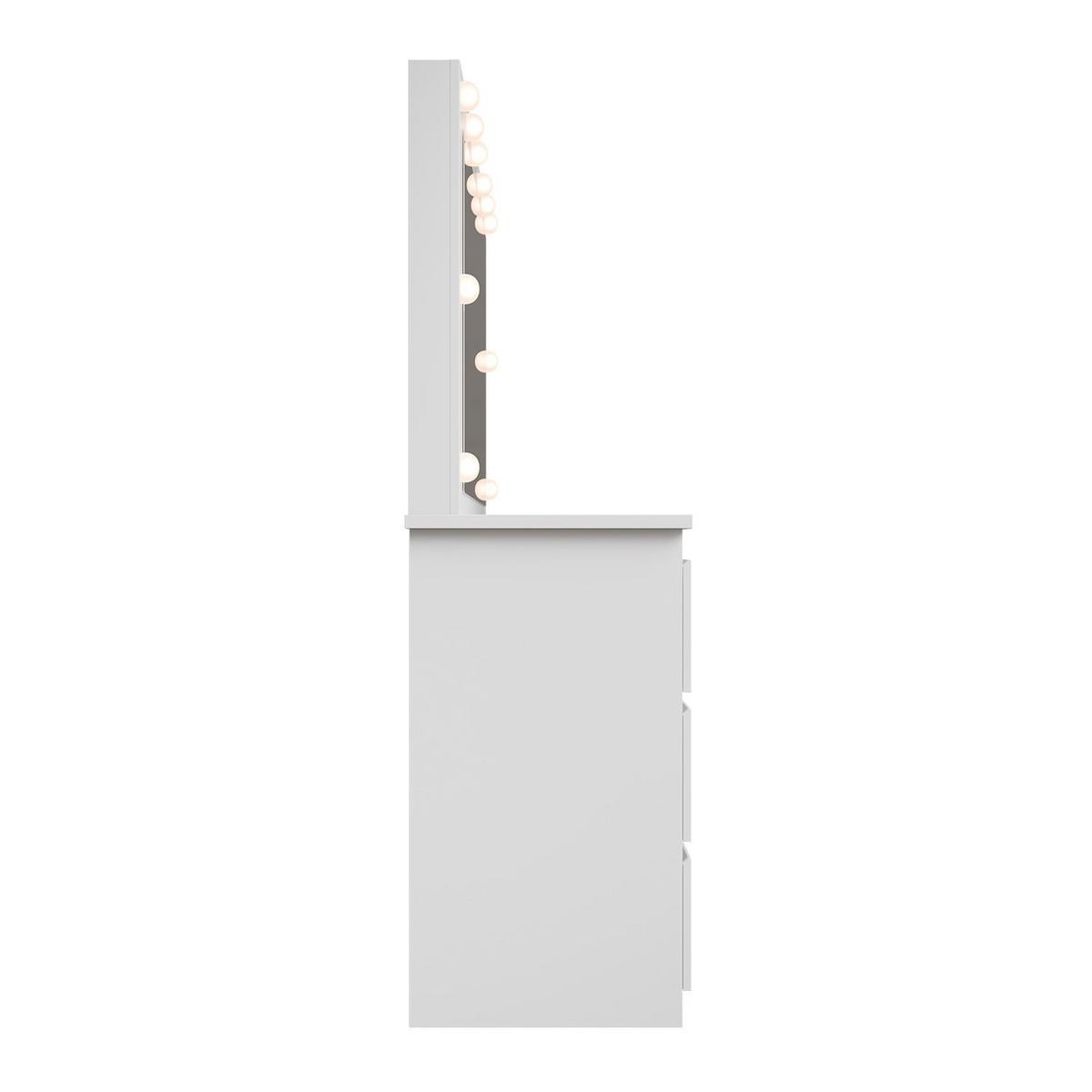 SCHMINKTISCH Lilia weiß mit LED-Beleuchtung - Weiß, Holz (108/140/41cm) - Juskys