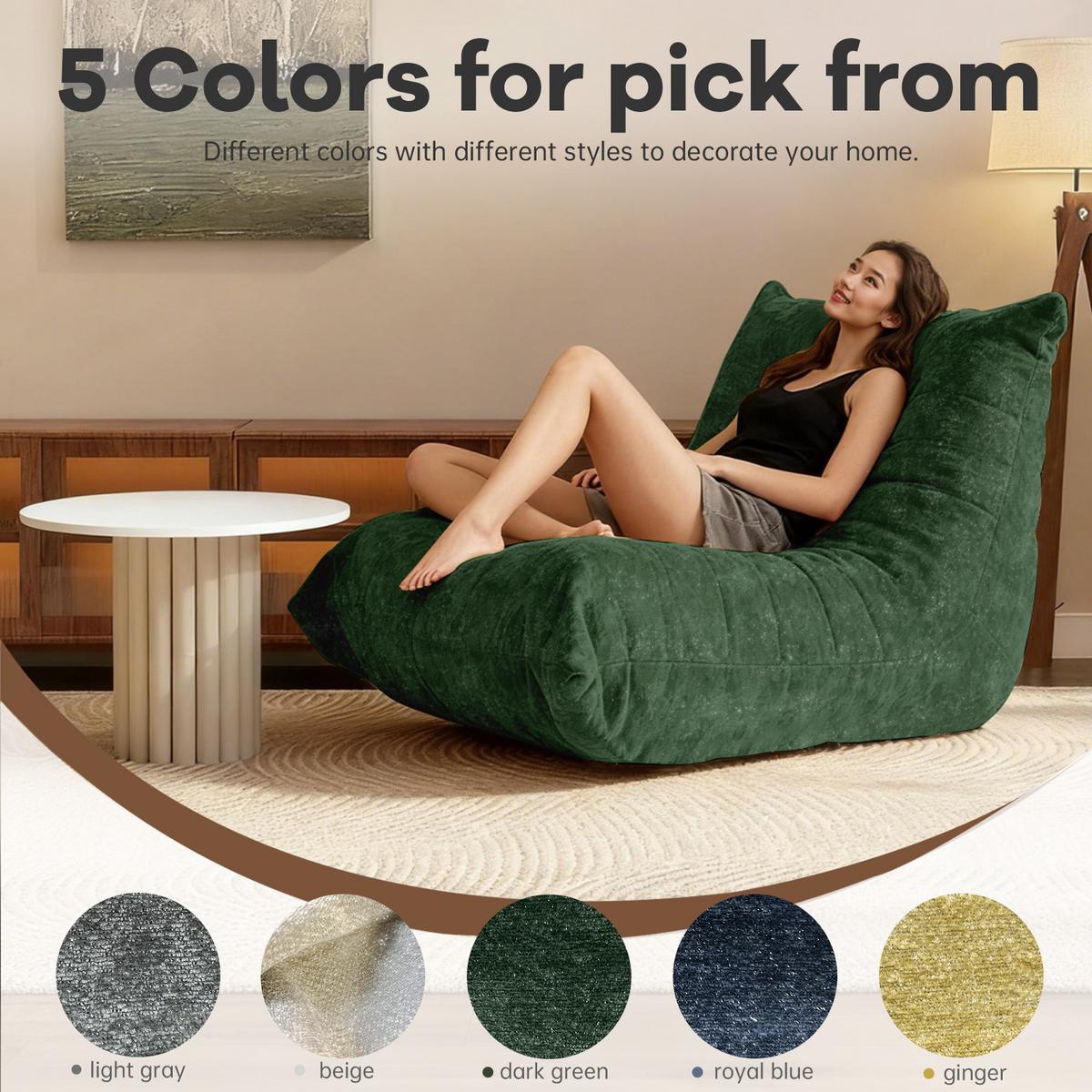 SITZSACK aus glänzendem Chenille mit Ergonomie - Grün, Textil (90/80/100cm) - Urban Meuble