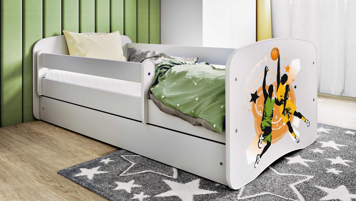 KINDERBETT Basketball mit Schublade und Matratze 140/70 - Weiß, Holzwerkstoff (70/140cm) - RAUMHIRSCH FURNITURE