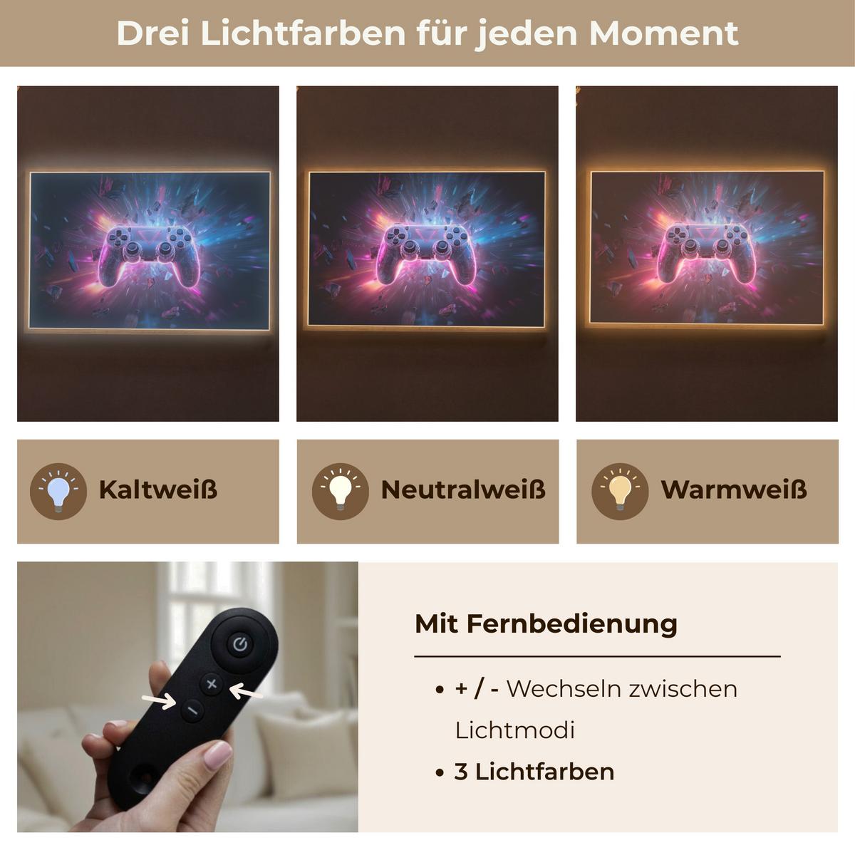 NACHTTISCHLAMPE MIT AKKU Controller - Neon - Explosion - Abstrakt 100x70 cm - Violett, Holzwerkstoff (8/100/70cm) - OnlyWow