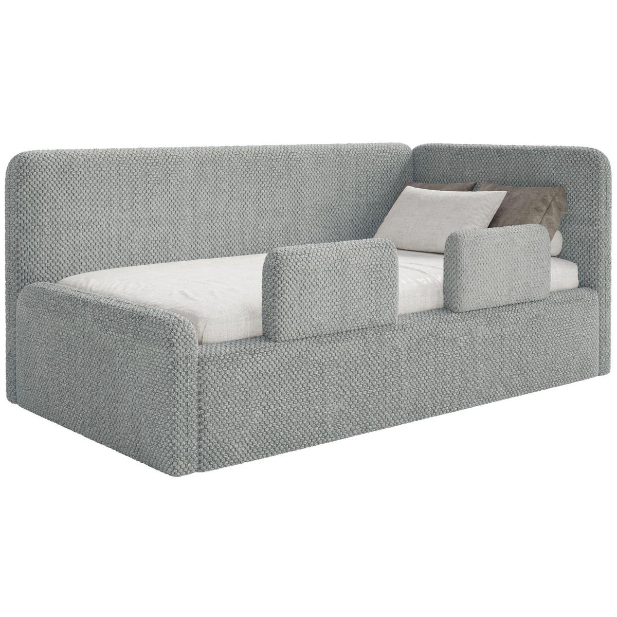 JUGENDBETT Fanko Samt Grau 90x200 cm - Schwarz/Grau, Kunststoff/Textil (90/200cm) - Selsey