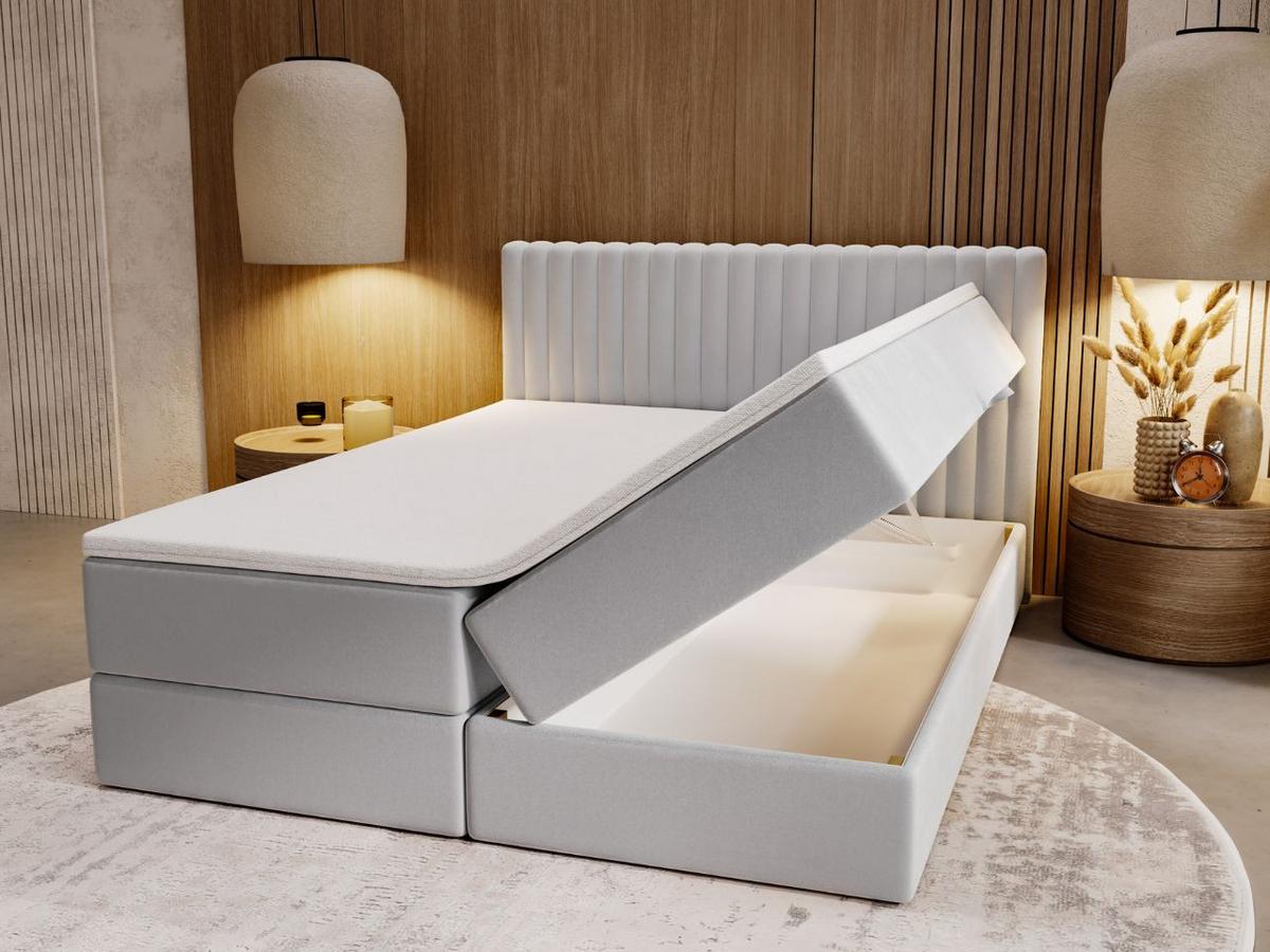 BOXBETT Marbella 200x200 Hellgrau - Hellgrau, Holz/Textil (200/200cm) - Graingold