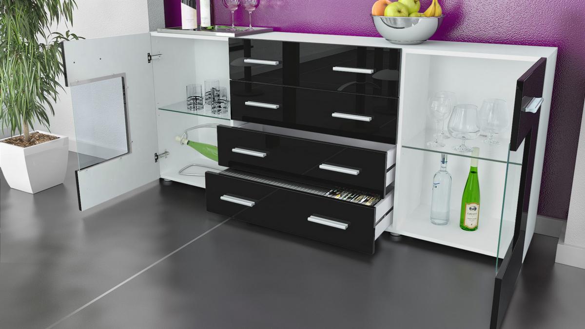 SIDEBOARD Noah Brombeer Hochglanz - Brombeere, Holzwerkstoff (166/72/35cm) - Vladon