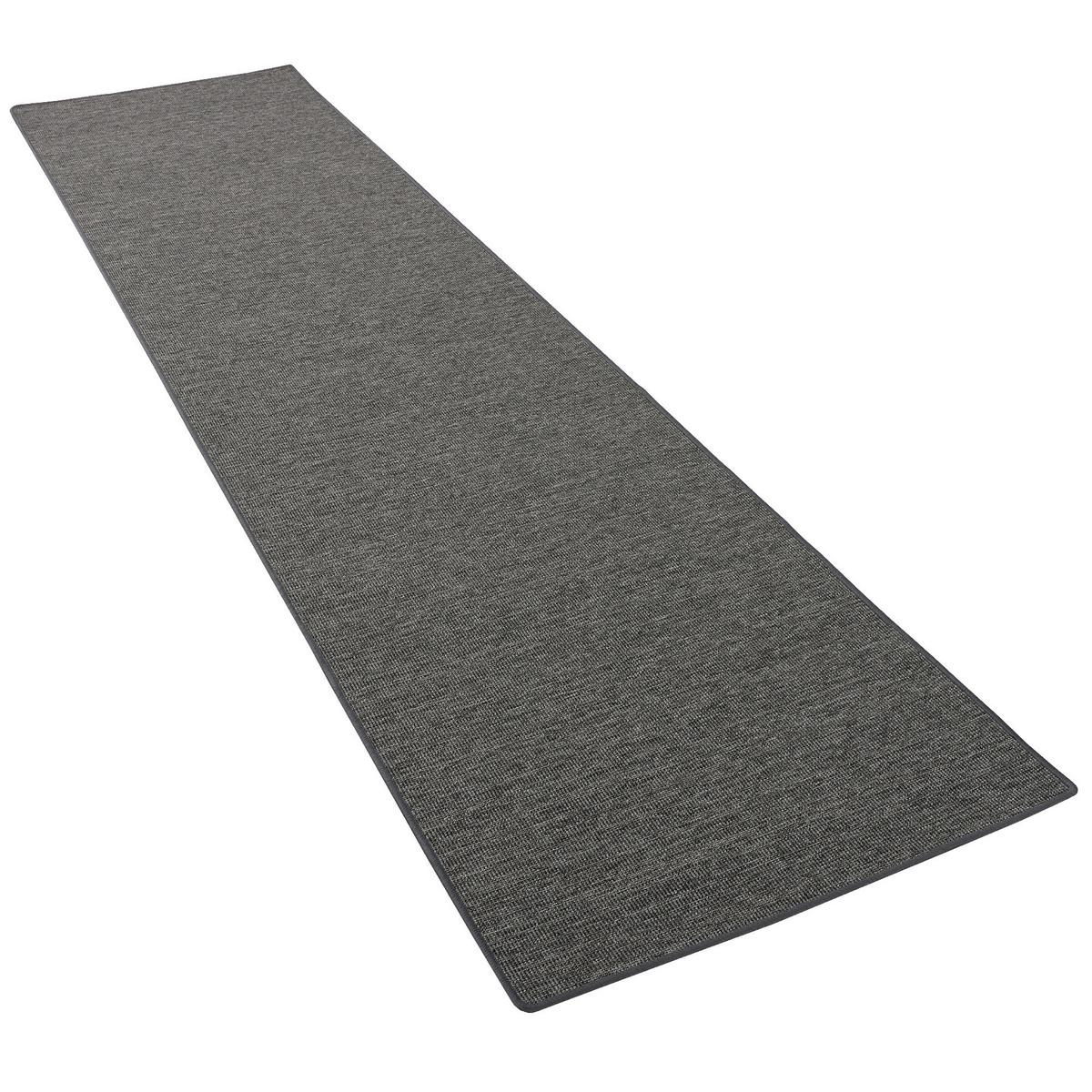 SISAL-OPTIK DESIGNER TEPPICH LÄUFER PURE MELIERT - Anthrazit, Textil (80/160cm) - Snapstyle
