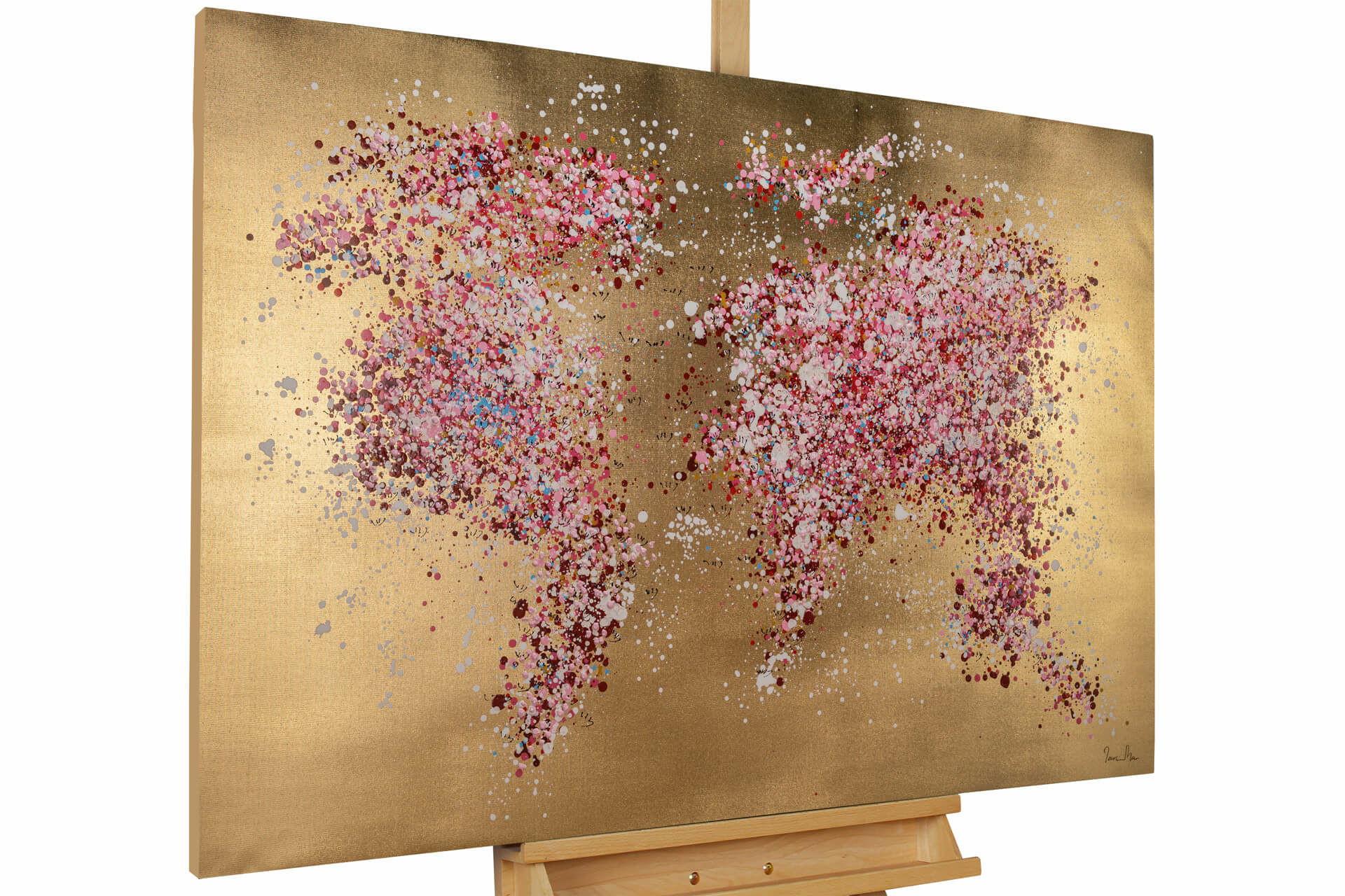 ÖLGEMÄLDE 120/80 cm - Pink/Goldfarben, Holz/Textil (120/80cm) - KUNSTLOFT
