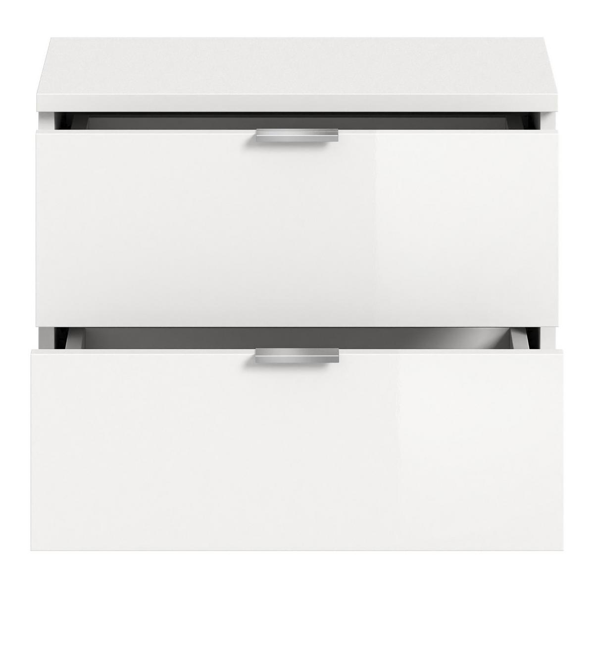GARDEROBENBANK weiß Hochglanz 52 x 42 cm, Schuhschrank mit Schubladen - Chromfarben/Weiß Hochglanz, Holzwerkstoff/Kunststoff (52/42/34cm) - Inn.Furn