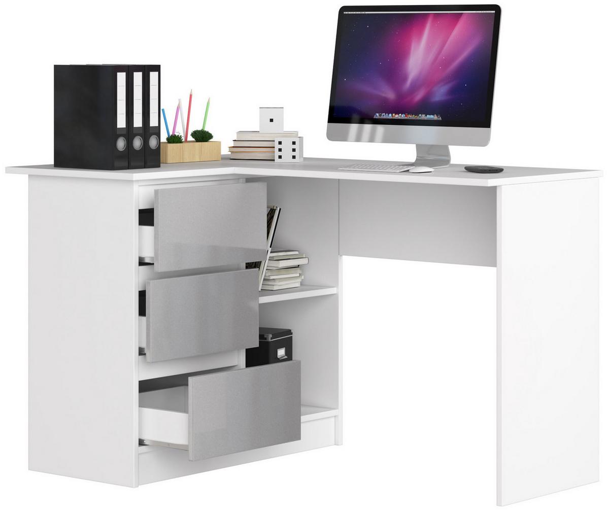 SCHREIBTISCH Weiß, Metallisch Glanz 77/124/85 - Weiß, Holzwerkstoff (120/60/77cm) - RAUMHIRSCH FURNITURE