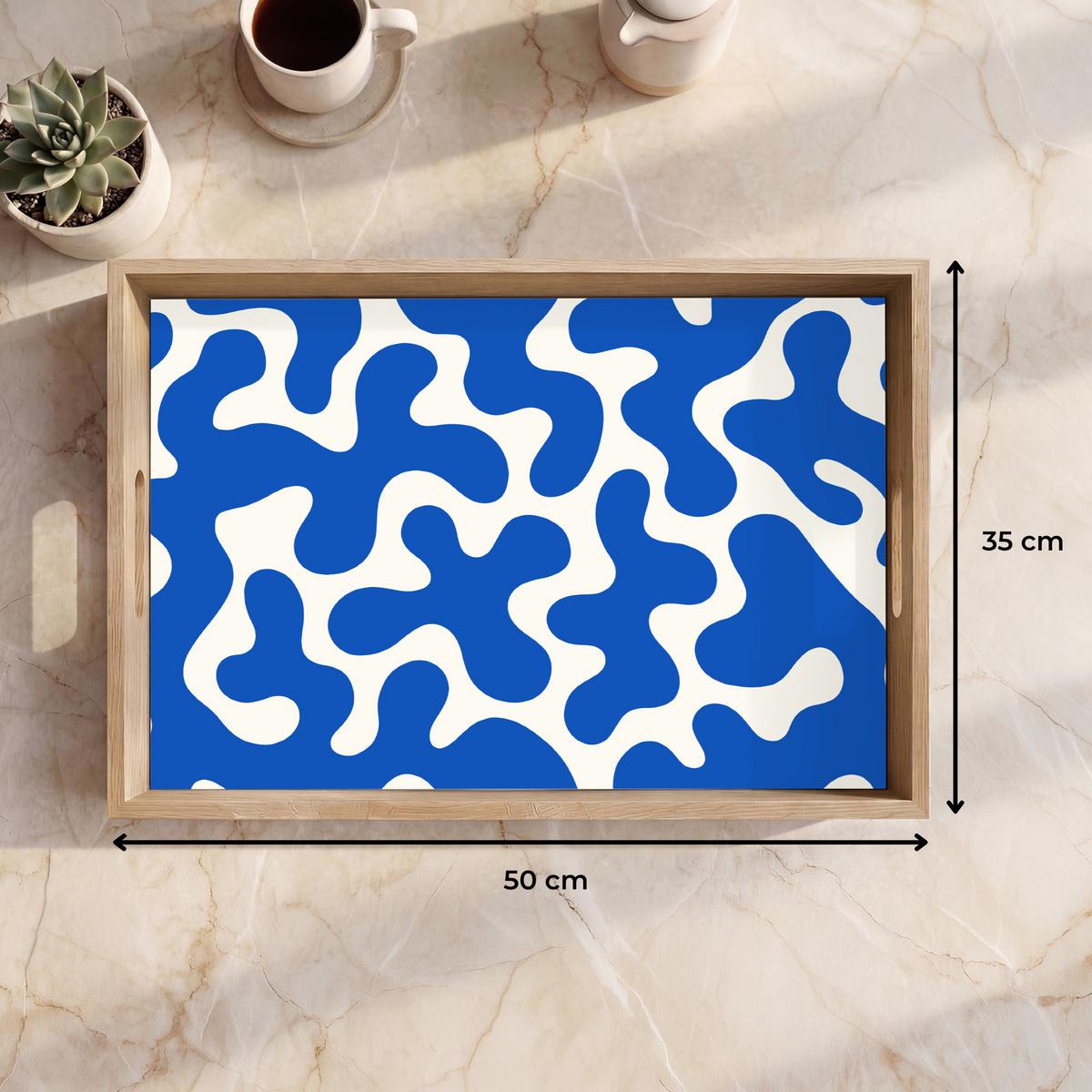 TABLETT Formen - Abstrakt - Blau - Wellen 50x35 cm - Blau, Holz (50/5/5cm) - OnlyWow