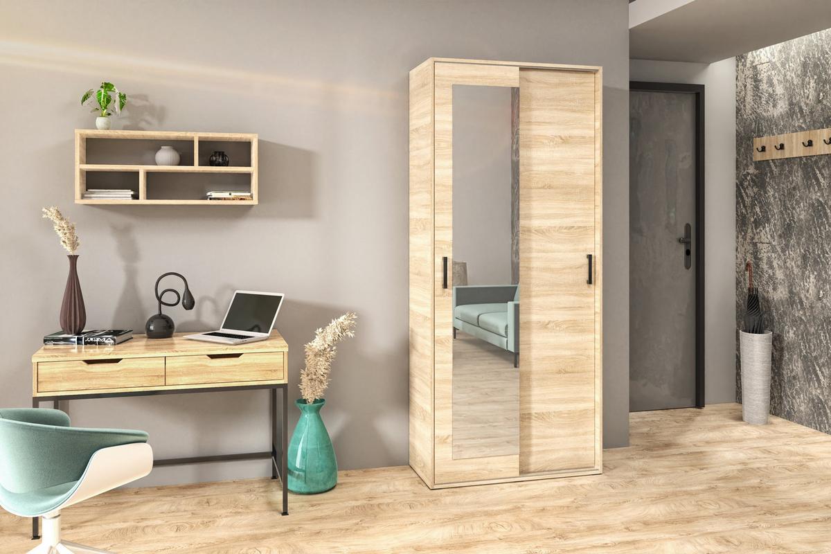 GARDEROBENSCHRANK BENVENO 90/21040 Modern Garderobenschrank Sonoma Eiche - Sonoma Eiche, Holzwerkstoff (90/210/40cm) - MASSENO