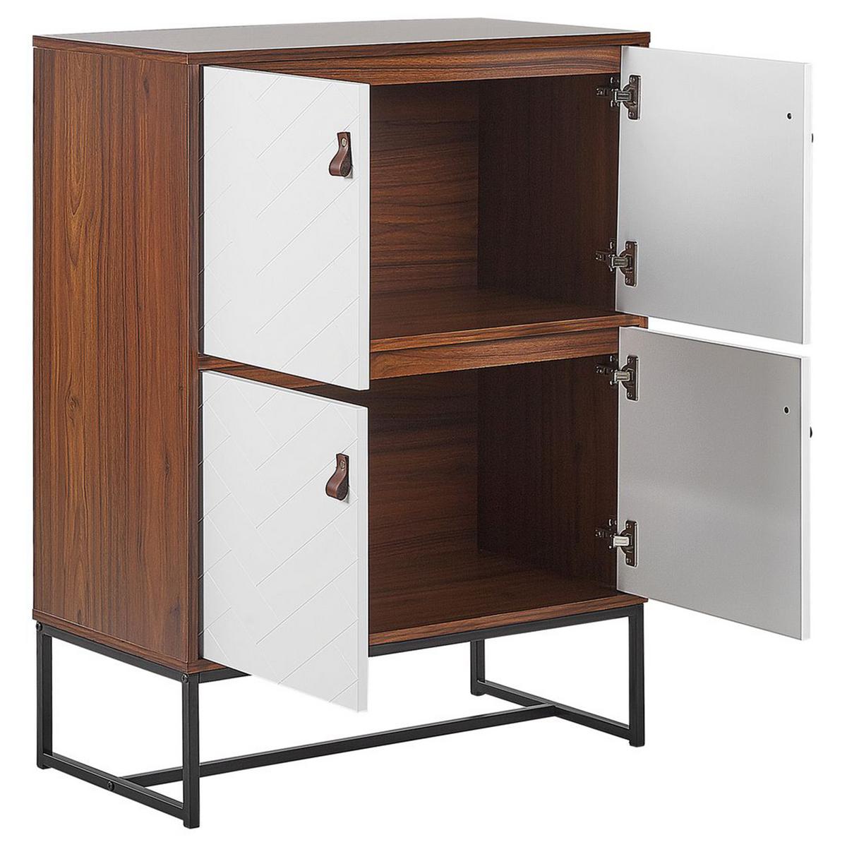 SCHRANK Dunkelbraun/Weiß Nueva - Weiß, Holzwerkstoff (76/100/39cm) - Beliani