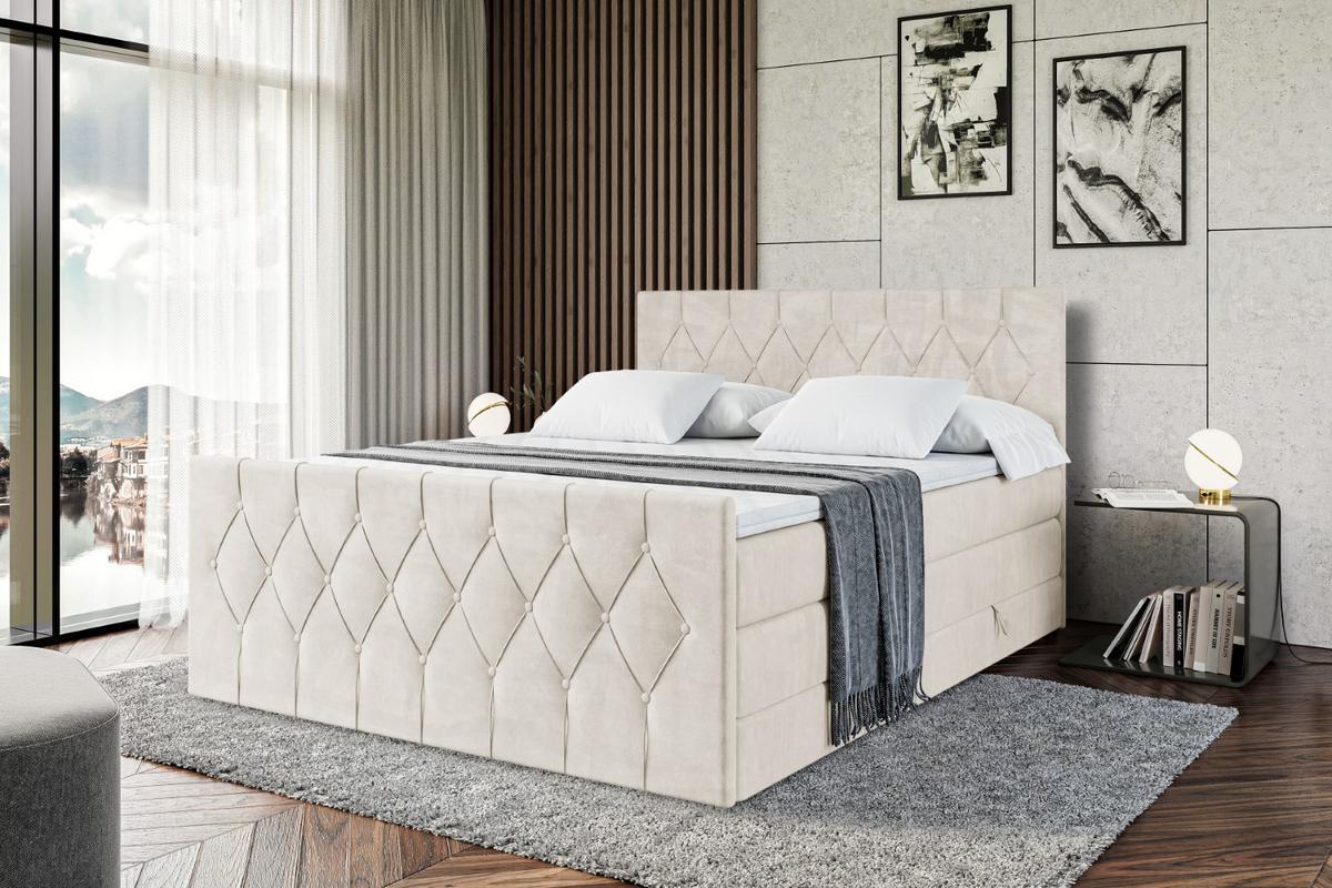 BOXSPRINGBETT VELANTO-Z KING - 120 x 200 - H3/H4 - Ecru - Ecru, Holzwerkstoff (120/200cm) - ALTDECOR