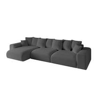 ECKSOFA Ottomane links ESKAR-L2 364x176x72 Platinfarben Bouclé - Platinfarben/Schwarz, Holzwerkstoff/Kunststoff (364/176cm) - ALTDECOR