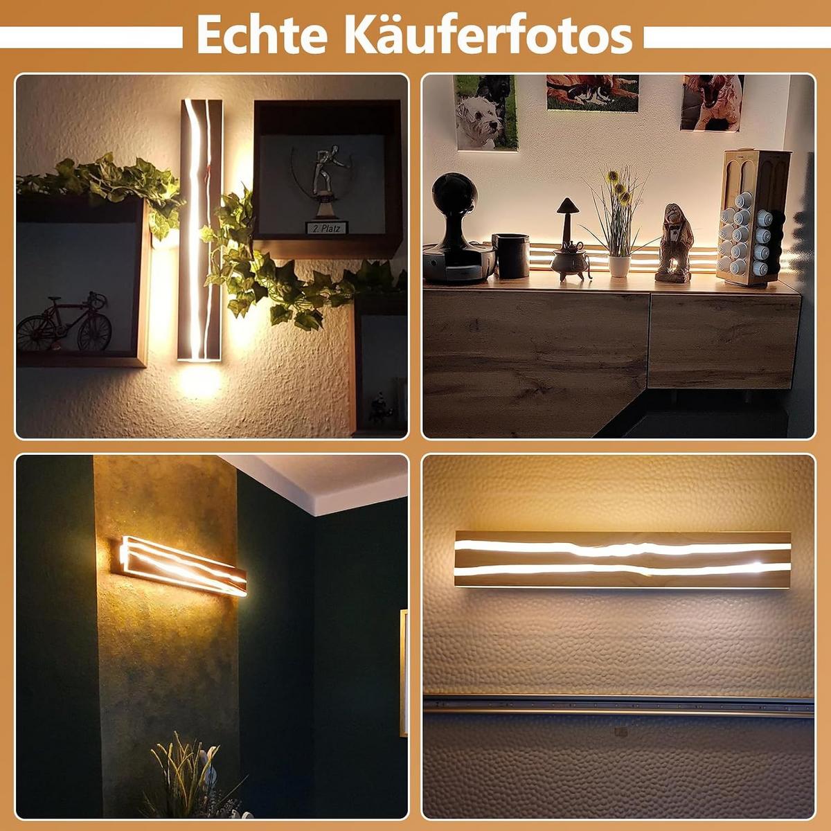LED WANDLEUCHTE Olenly 50/8/3 cm - Braun, Holz/Metall (8/3/50cm) - ZMH