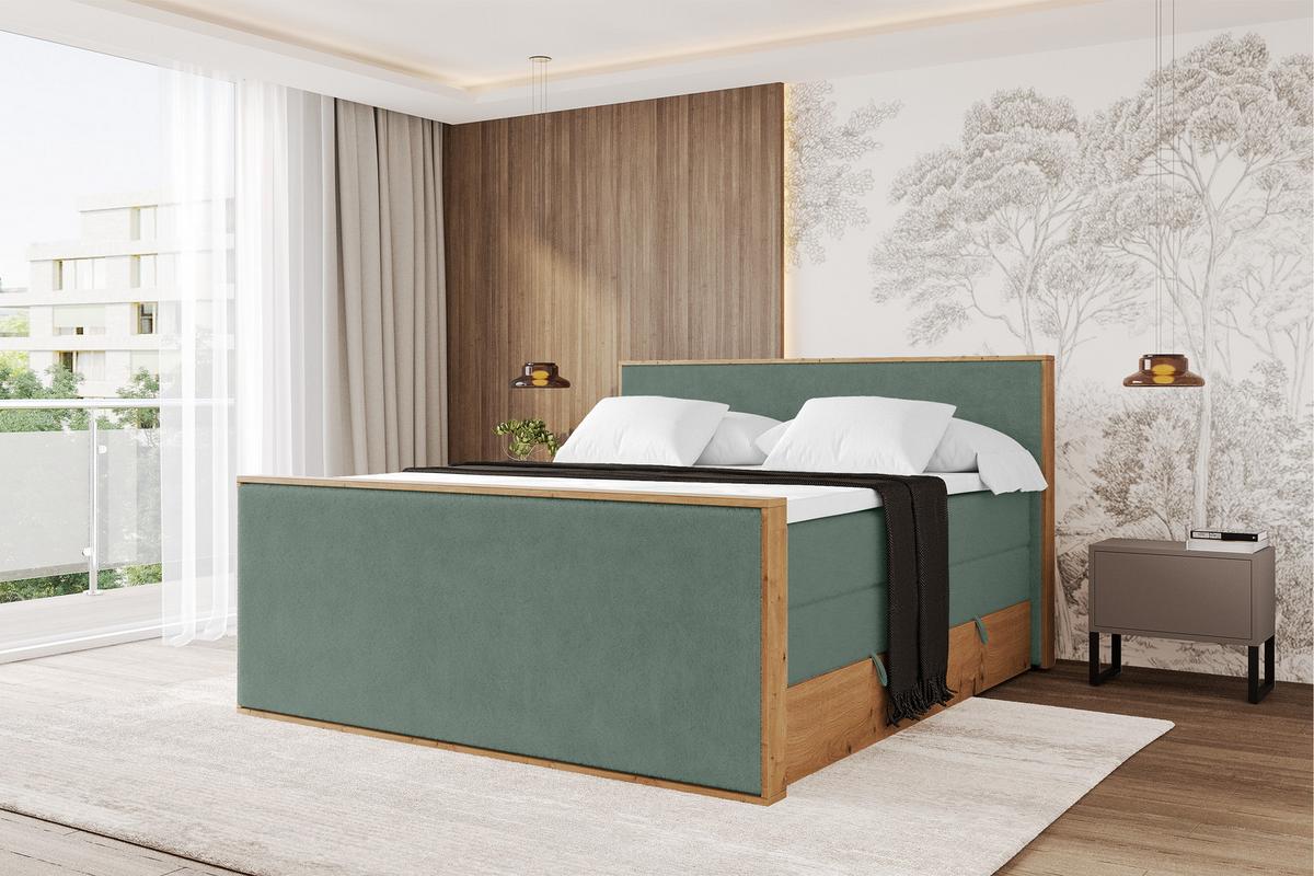 BOXSPRINGBETT LOLLI9 -Z-KING 120x200 - H3/H4 Grün - Grün, Holzwerkstoff (120/200cm) - ALTDECOR