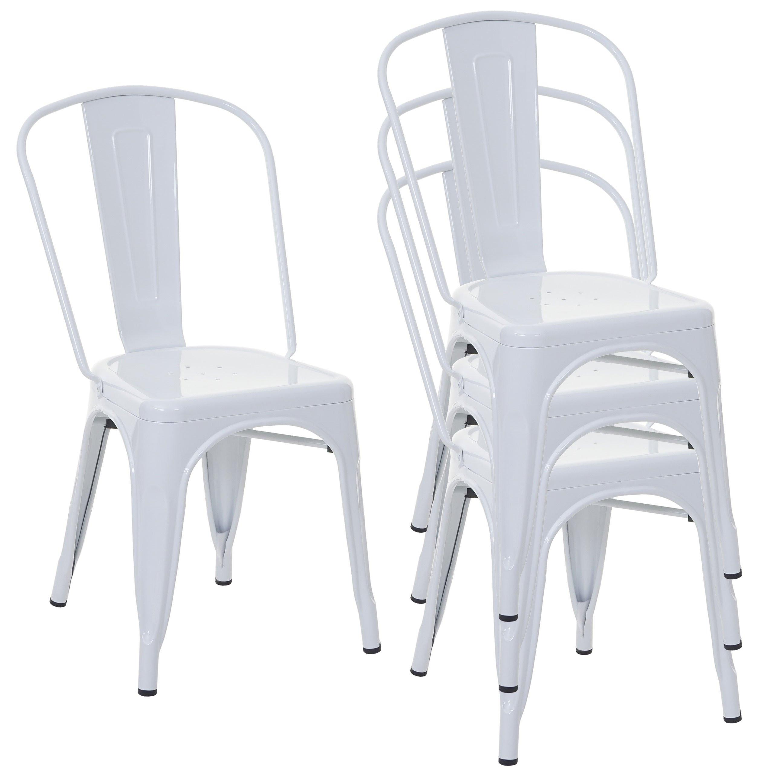 STUHL METALL Weiß 4er-Set - Weiß, Metall (45/87/43cm) - MCW