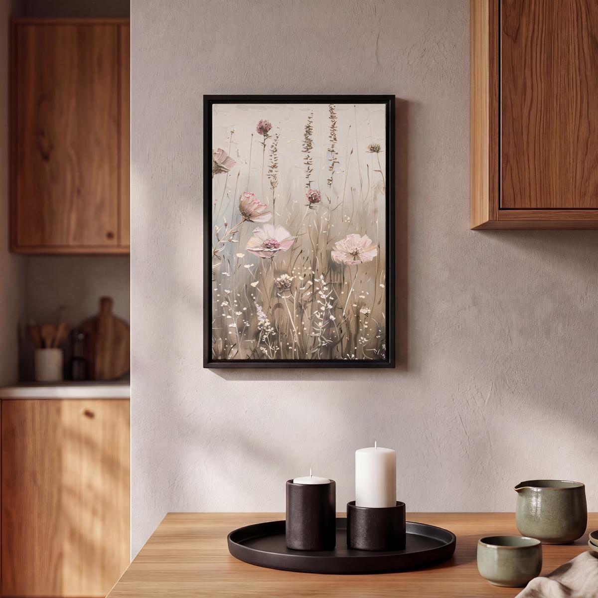 LEINWAND Bilder mit Rahmen - Blumen - Rosa - Modern - Beige - 20x30 - Beige, Textil (20/30cm) - MuchoWow