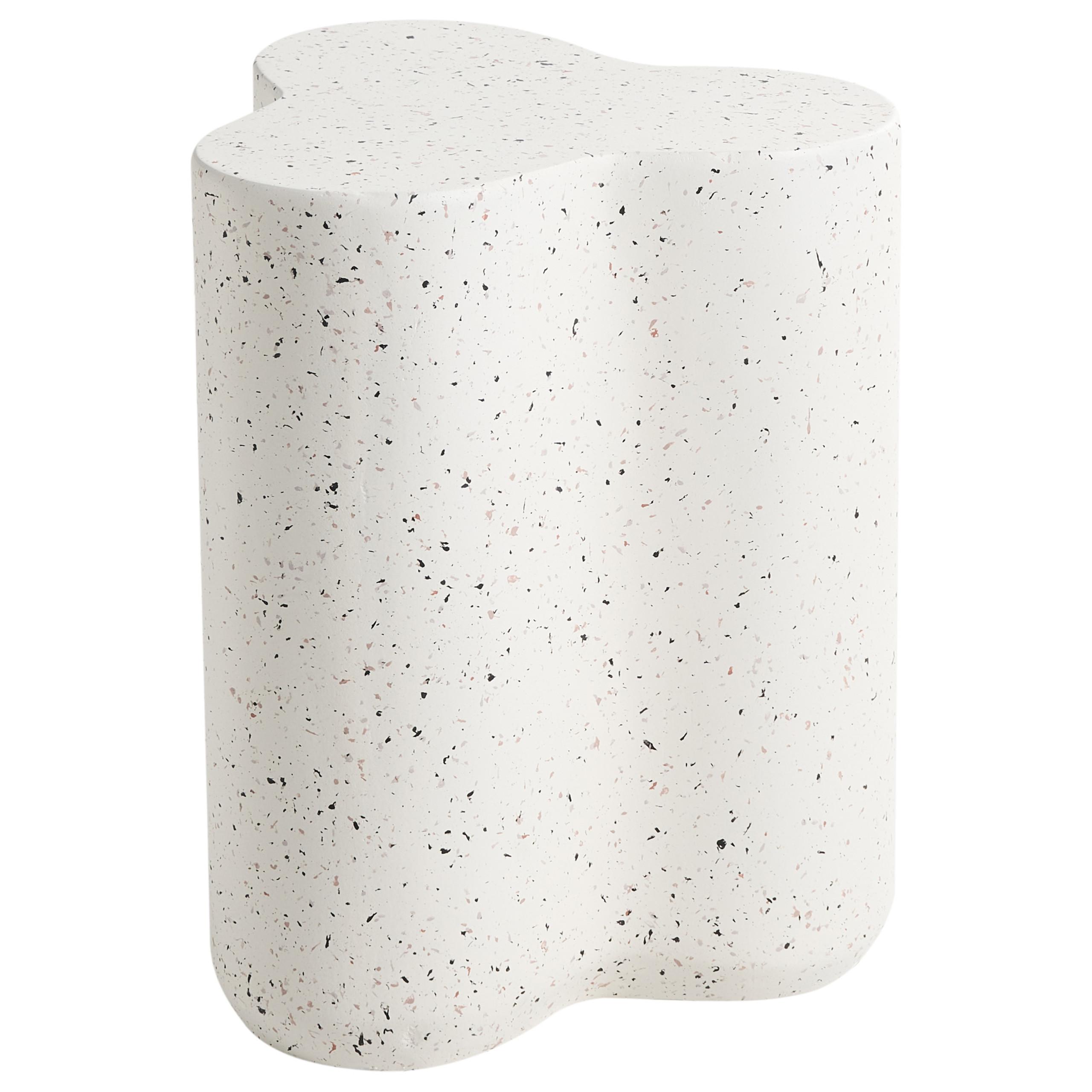 BEISTELLTISCH 32/37 cm Terrazzo Optik Cremeweiß Tellaro - Weiß, Keramik (32/37/46cm) - Beliani