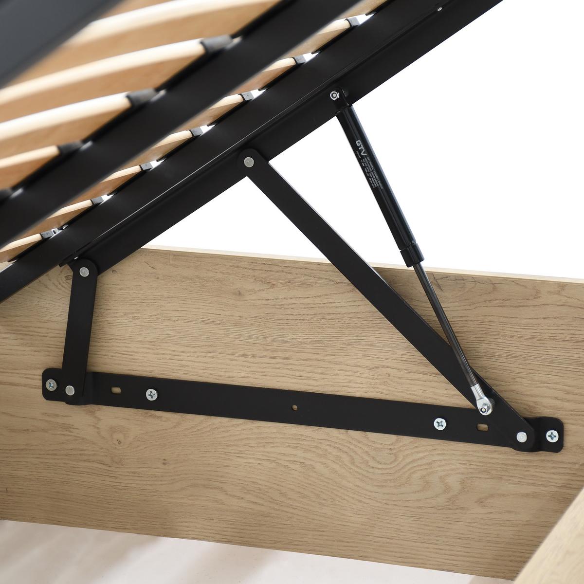 BETT Sara mit Bettkasten, ohne Kopfteil und Matratze, 140x200, Cremona Eiche - Eichefarben, Holzwerkstoff (140/200cm) - Beautysofa