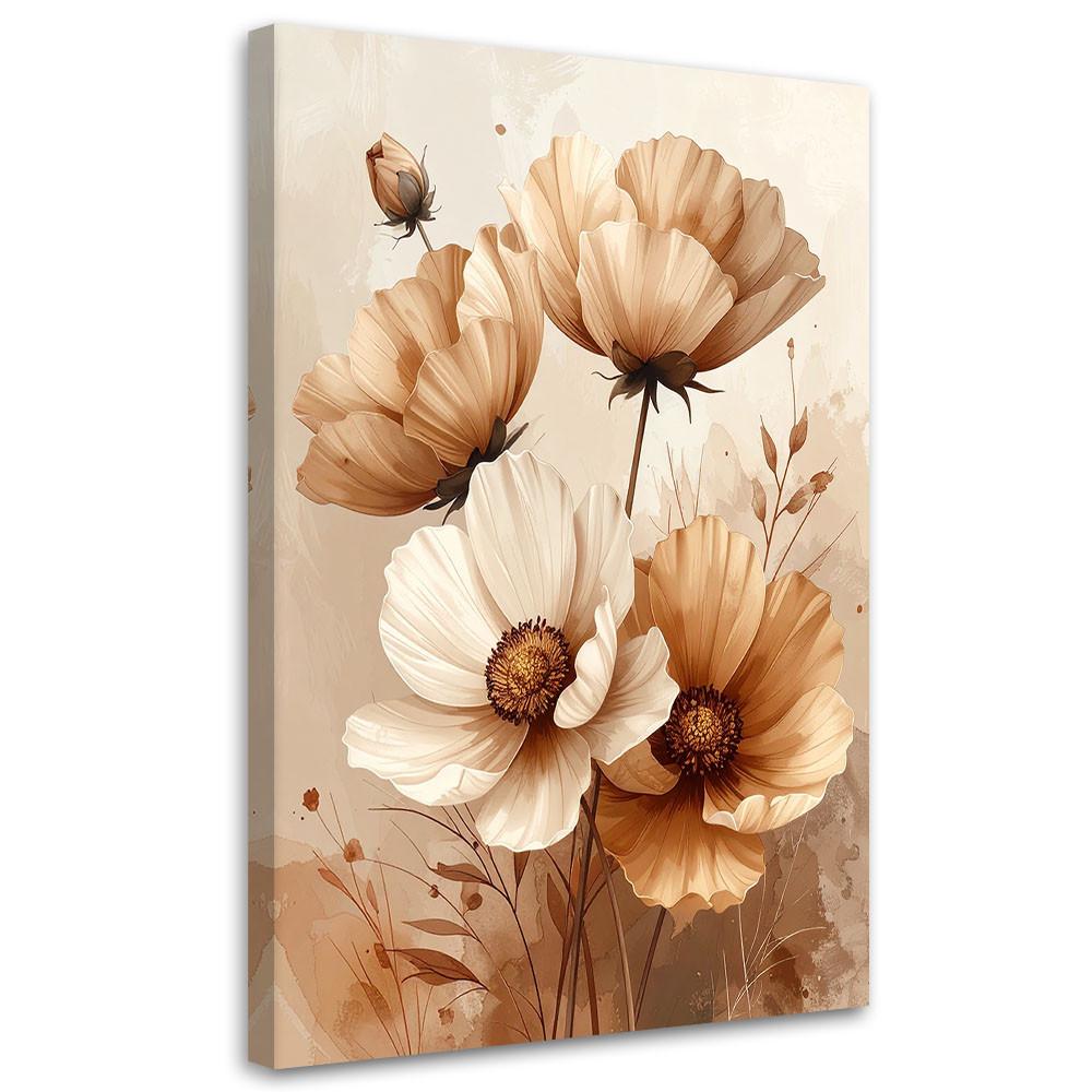 LEINWANDBILD, Beigefarbene Mohnblumen in einer zarten botanischen Komposition - Braun, Textil (70/100cm) - Feeby