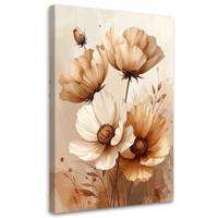 LEINWANDBILD, Beigefarbene Mohnblumen in einer zarten botanischen Komposition - Braun, Textil (70/100cm) - Feeby