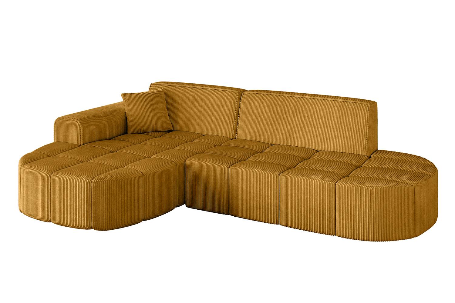 ECKSOFA Ottomane Links LIVO-L1 - 252x173x79,5 cm Senfgelb - Currygelb/Gelb, Holzwerkstoff/Textil (252/173cm) - ALTDECOR