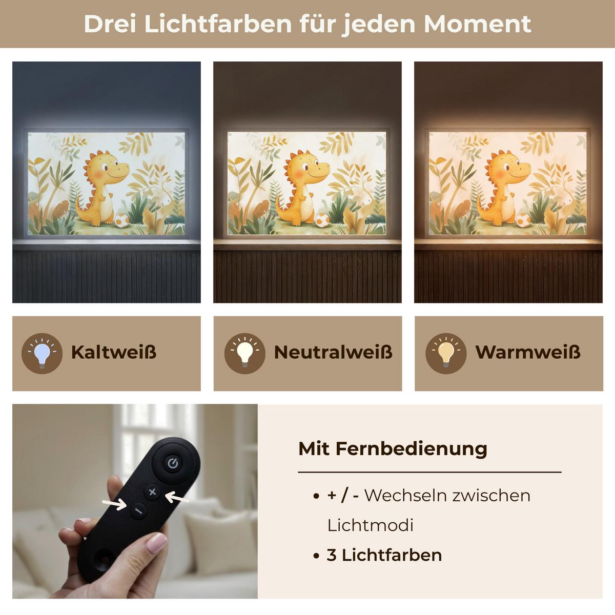 NACHTTISCHLAMPE MIT AKKU Dino - Fußball - Orange 60x40 cm - Beige, Holzwerkstoff (8/60/40cm) - OnlyWow