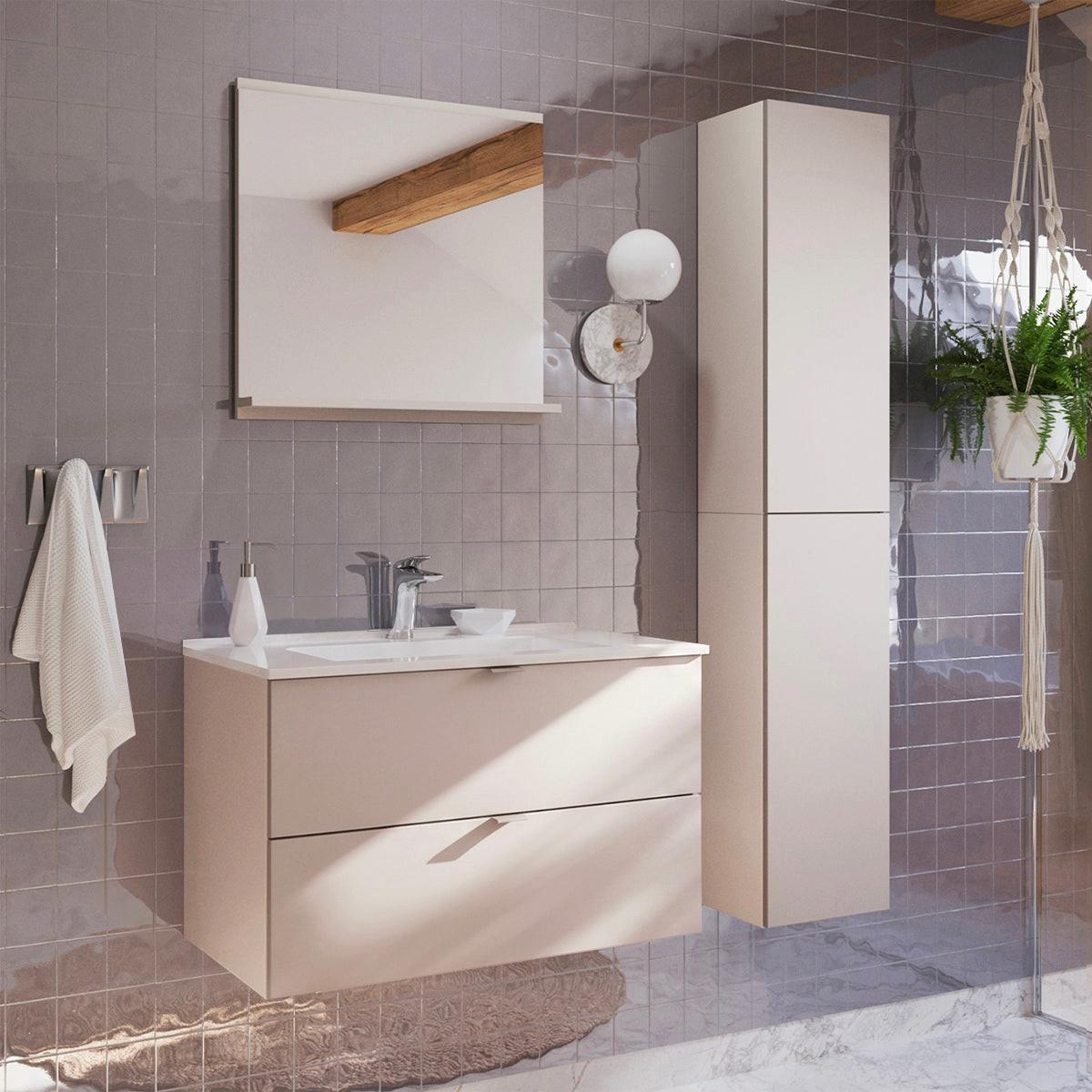BADMÖBEL 80cm Azel 2er-Set Kaschmir - Beige, Holzwerkstoff (80/50/46cm) - Petits-meubles