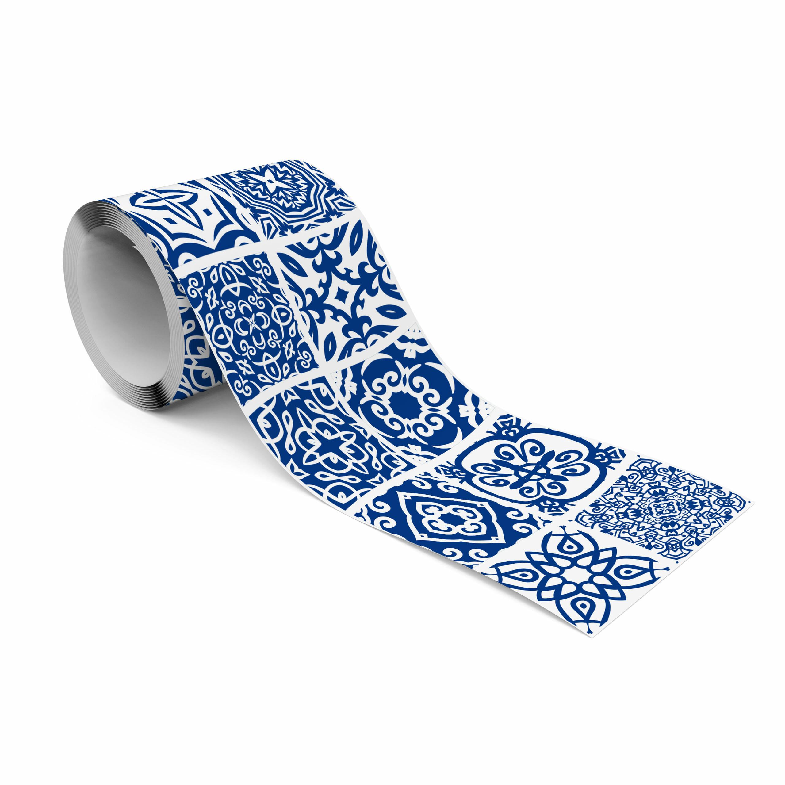 TAPETENBORDÜRE selbstklebend Mosaik Orientalisches Muster - Blau/Weiß, Papier (10/300/300cm) - Muralo