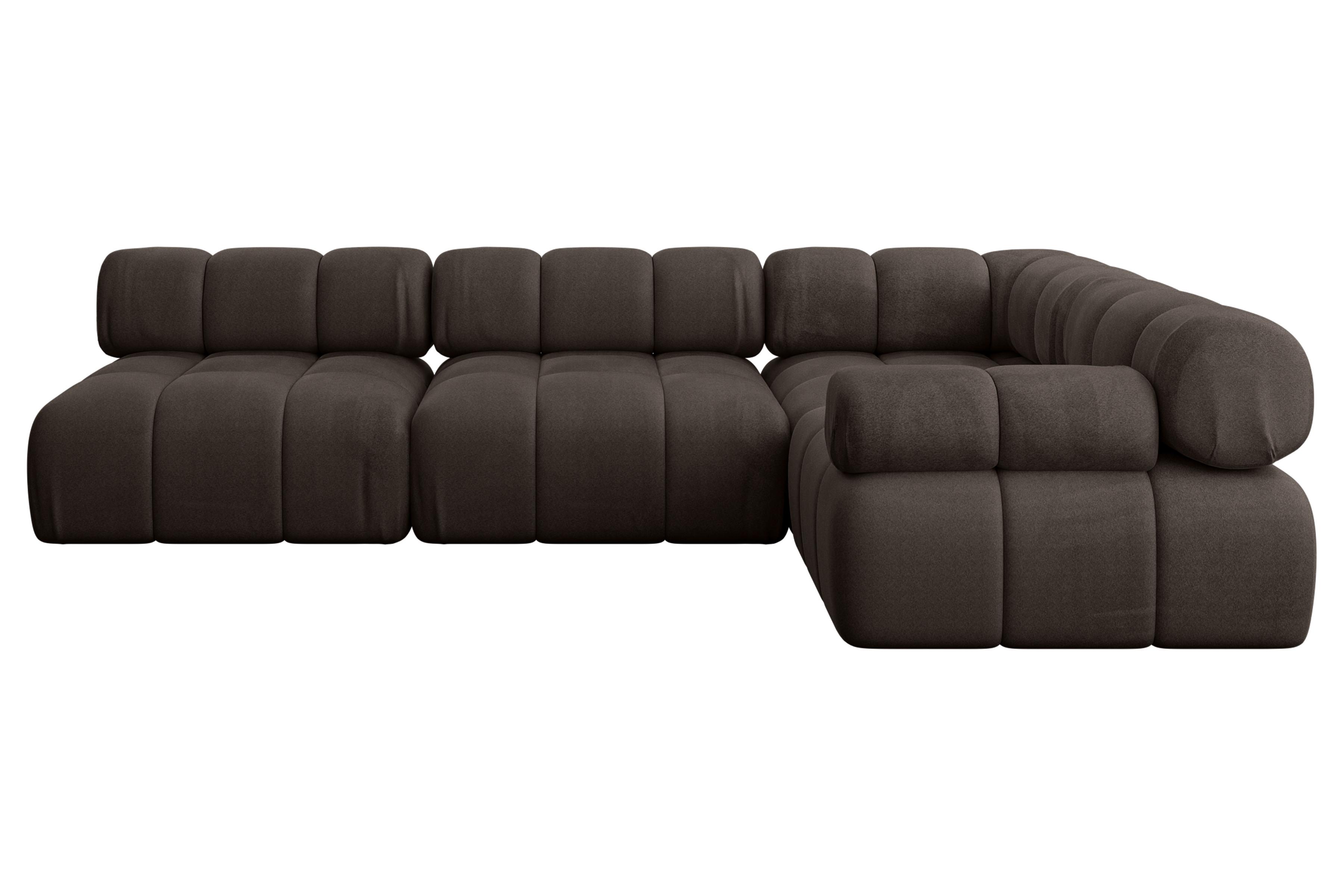 ECKSOFA modulares Sofa Mende-L2 - 285x190x70 cm Braun Velours - Braun, Holzwerkstoff/Textil (285/190cm) - ALTDECOR